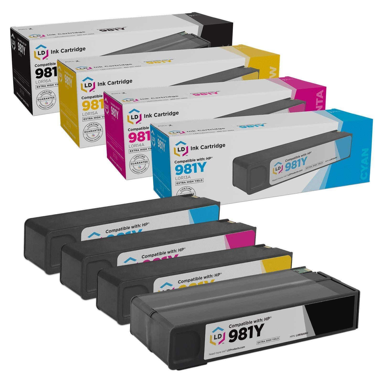 LD Reman Fits for HP 981Y Set of 4 Ink Cartridges: Black Cyan Magenta Yellow