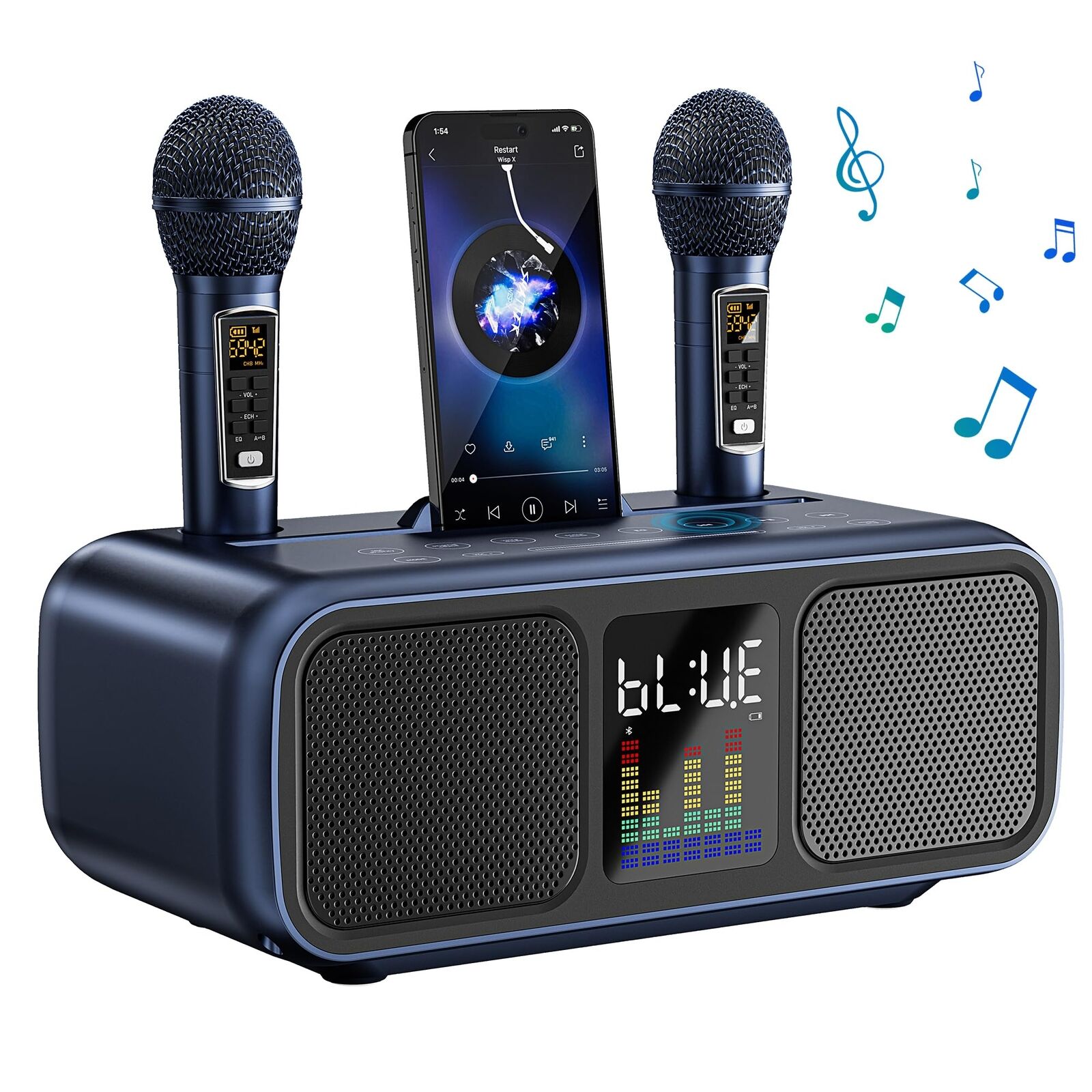 SINWE Karaoke Machine for Adults & Kids，Portable Bluetooth Speaker with 2 UHF...