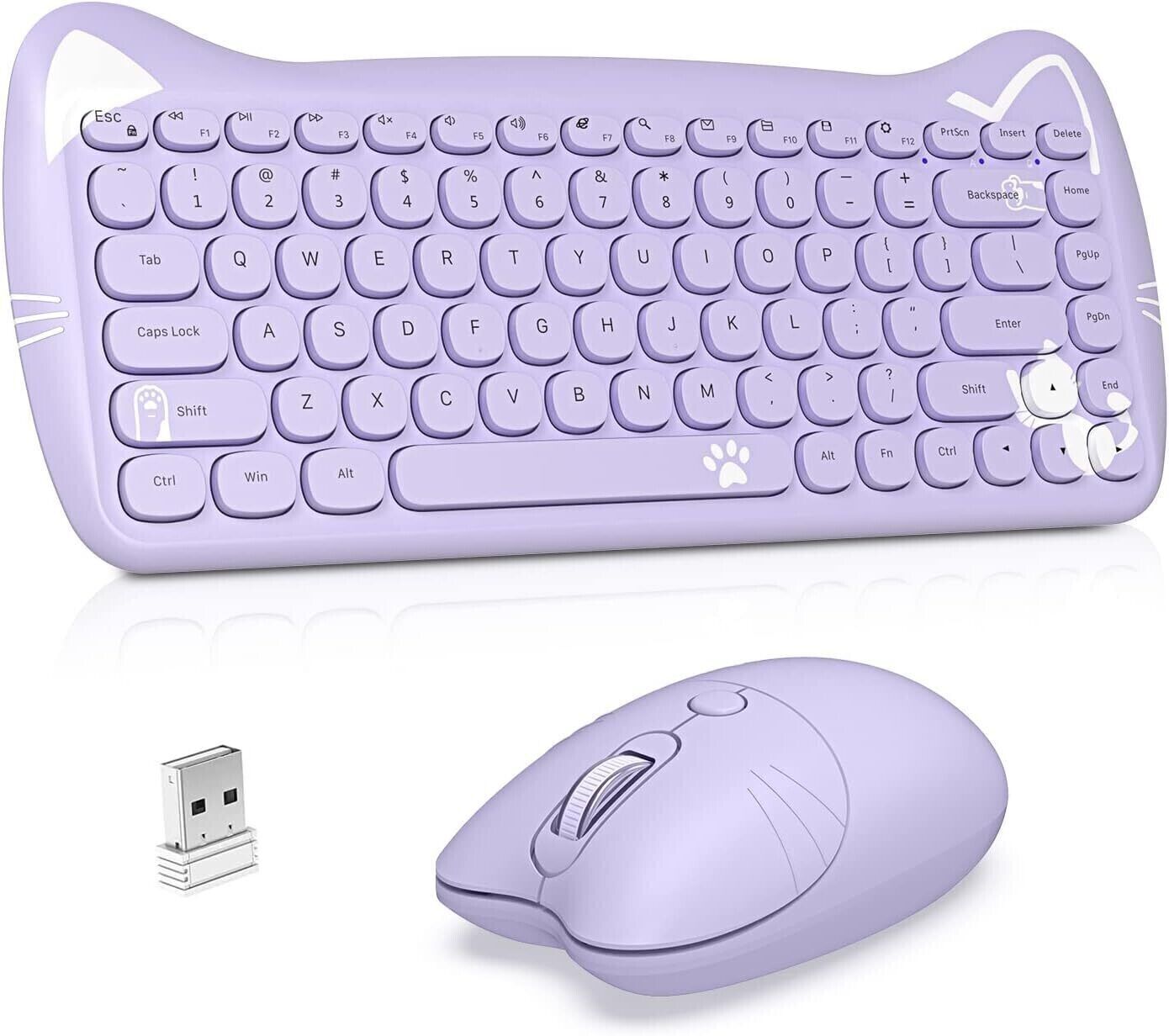 Cute Cat 2.4G Wireless Keyboard and Mouse Combo for Office Typewriter