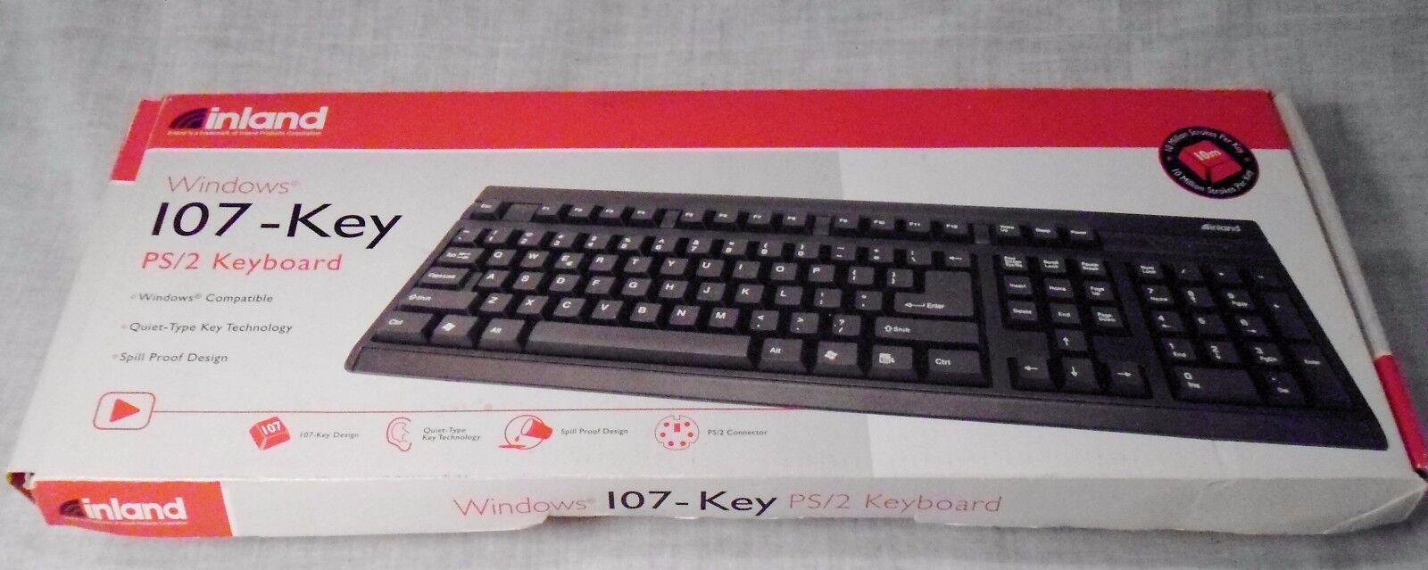 NIP Inland Windows 107 Key PS/2 Keyboard Quiet Type Spill Proof MC855718