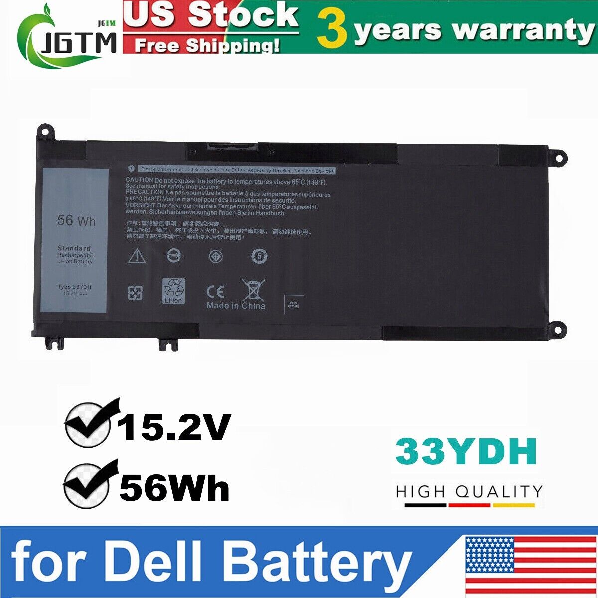 33YDH Battery For Dell Latitude 3380 3480 3490 3590 3580 Inspiron 15 17 7000 US