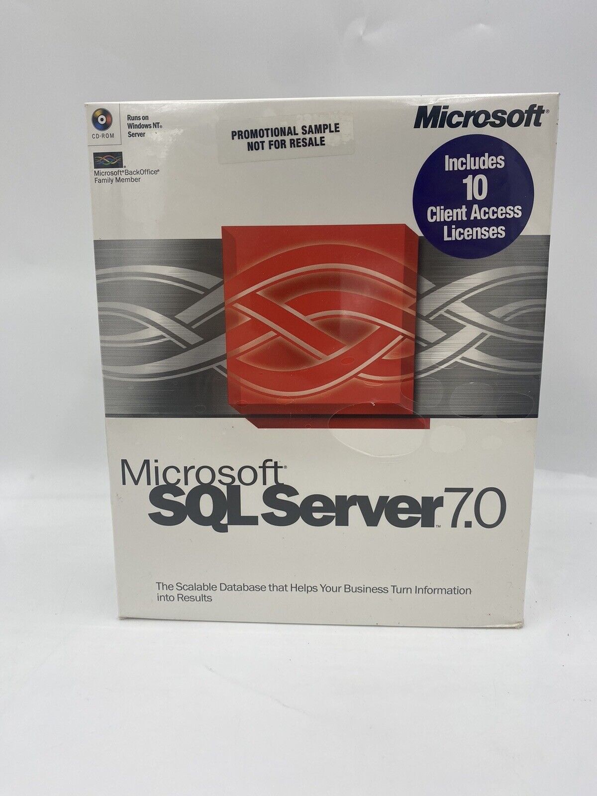 Microsoft SQL Server 7.0 with 10 Licenses - Not For Resale - NEW Factory Sealed