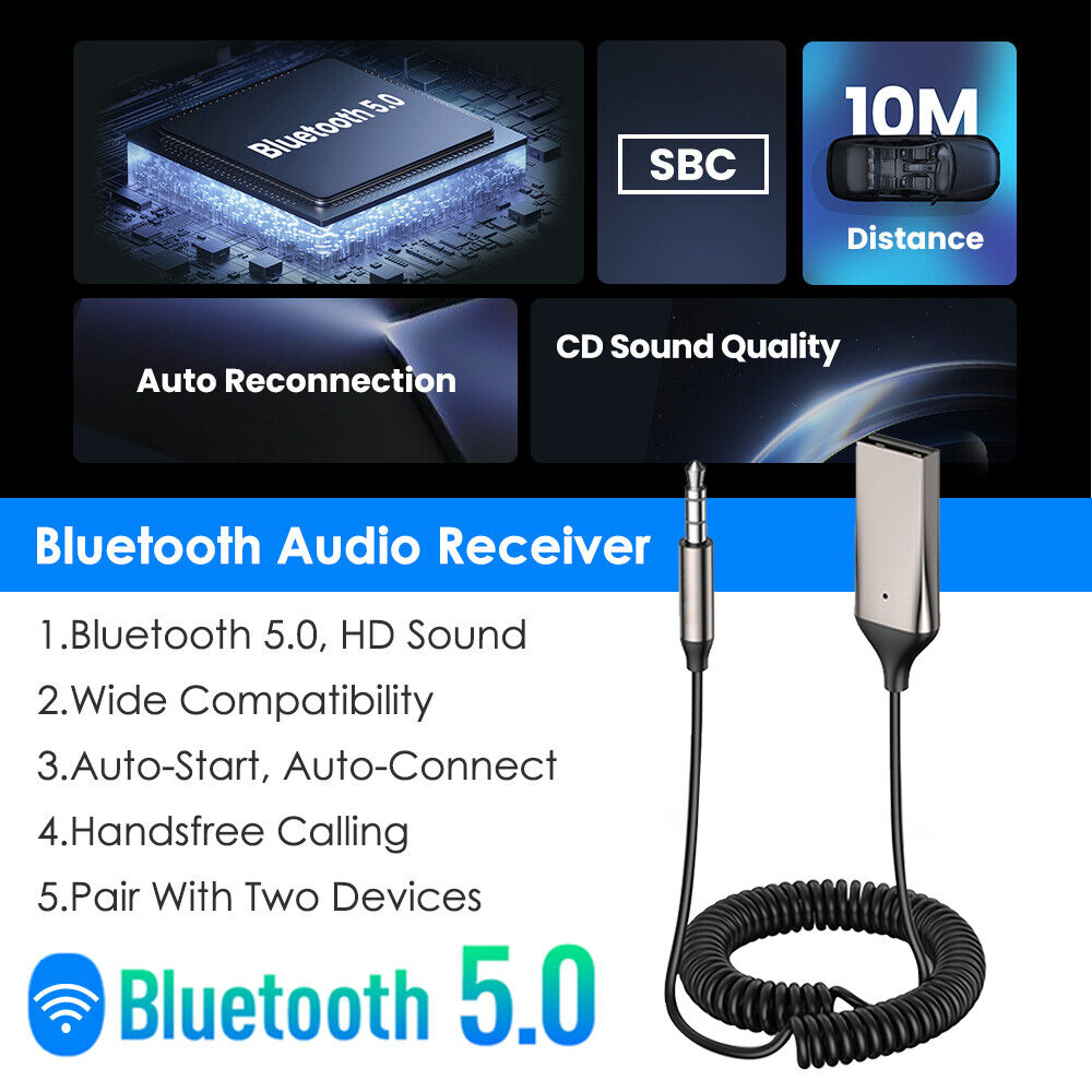 Baseus Wireless Bluetooth 5.0 Receiver 3.5mm Car AUX Audio Stereo Music Adapter