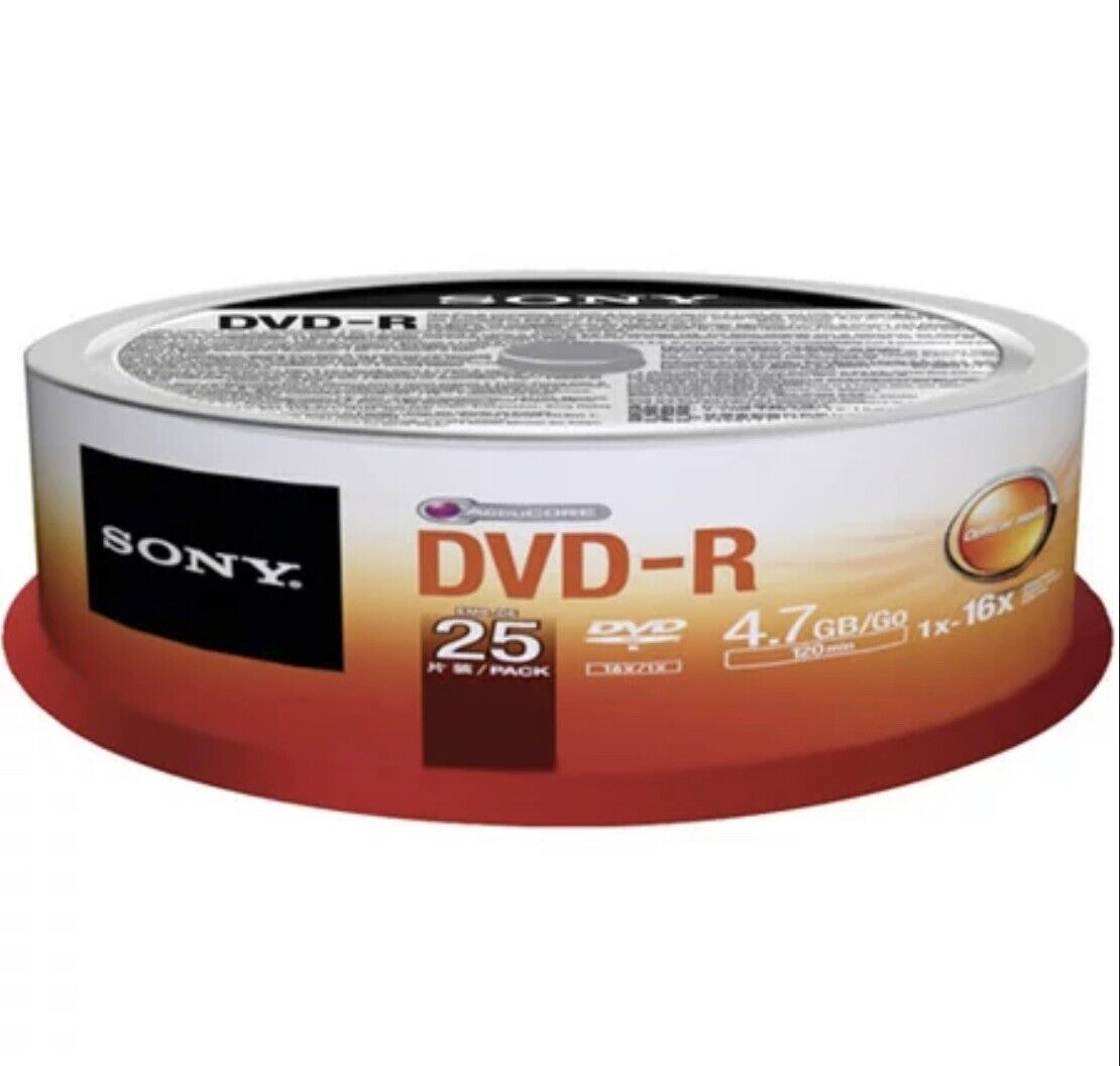 4 Packs of Sony 25DMR47SP DVDRecordable Media DVD-R-4.7 GB-25 Spindle x 4=100pc