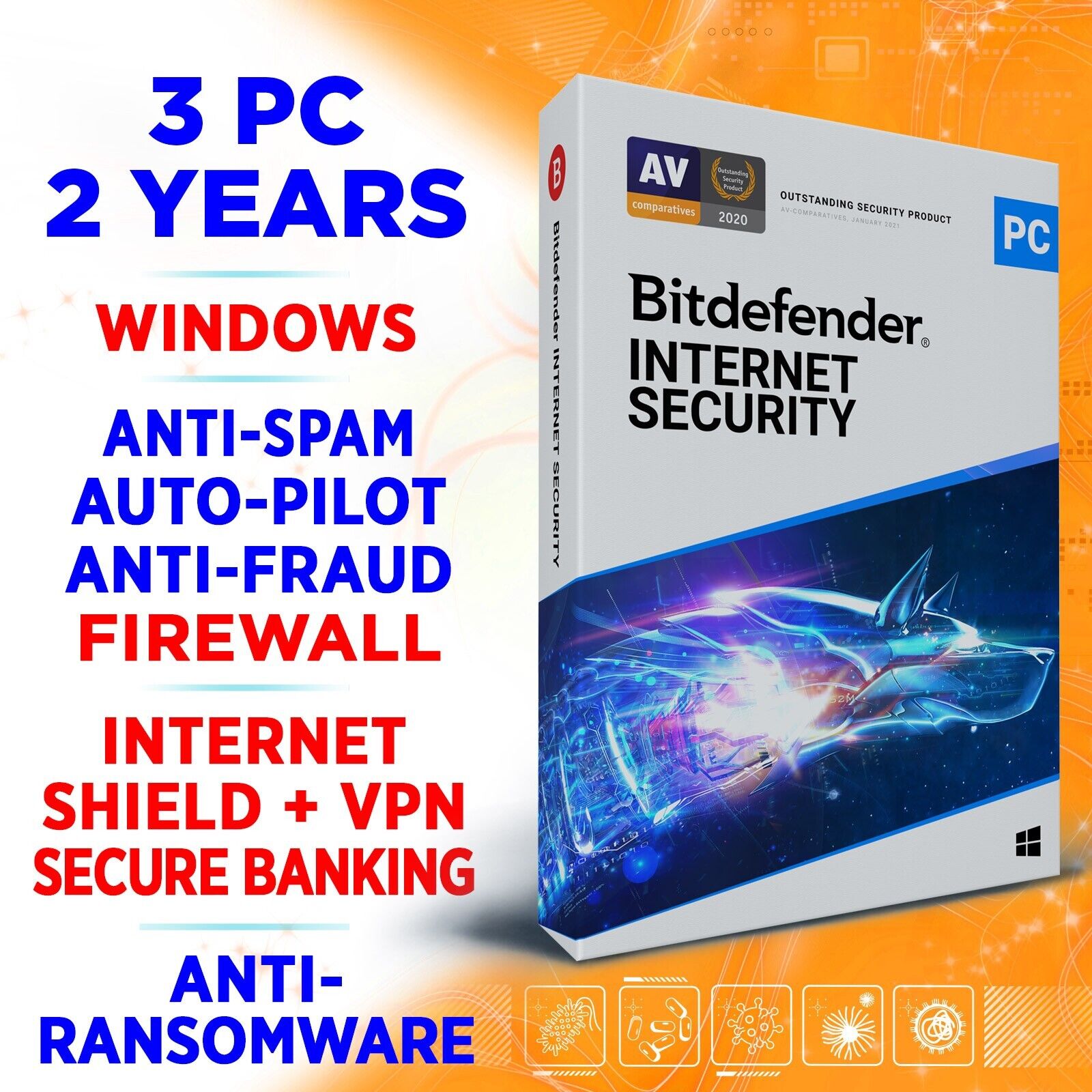 Bitdefender Internet Security 2024 3 PC 2 years (USA / Canada)