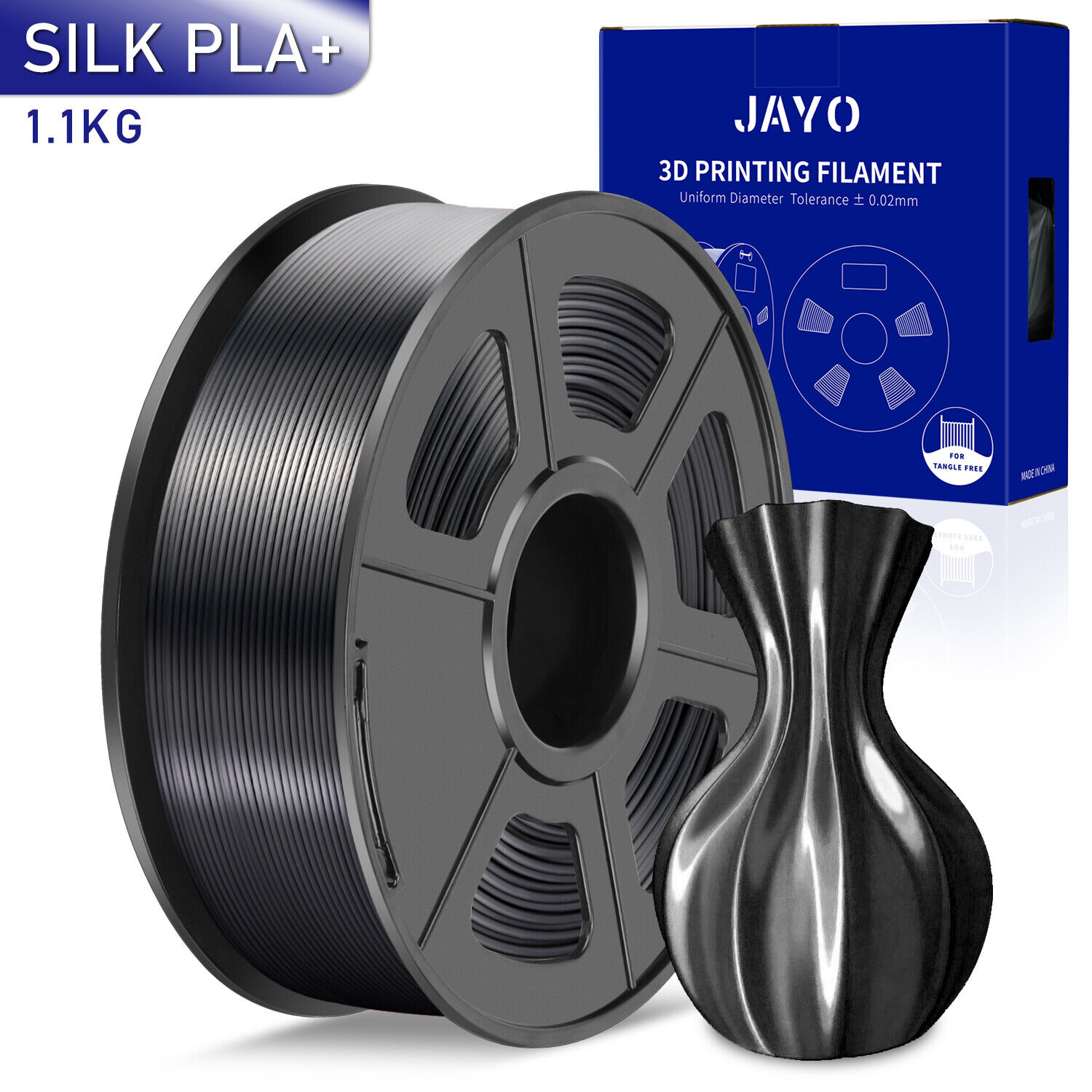 JAYO 1.75mm SILK PLA+ 3D Printer Filament Dual-Color Tri-Color Shiny 1.1KG FDM