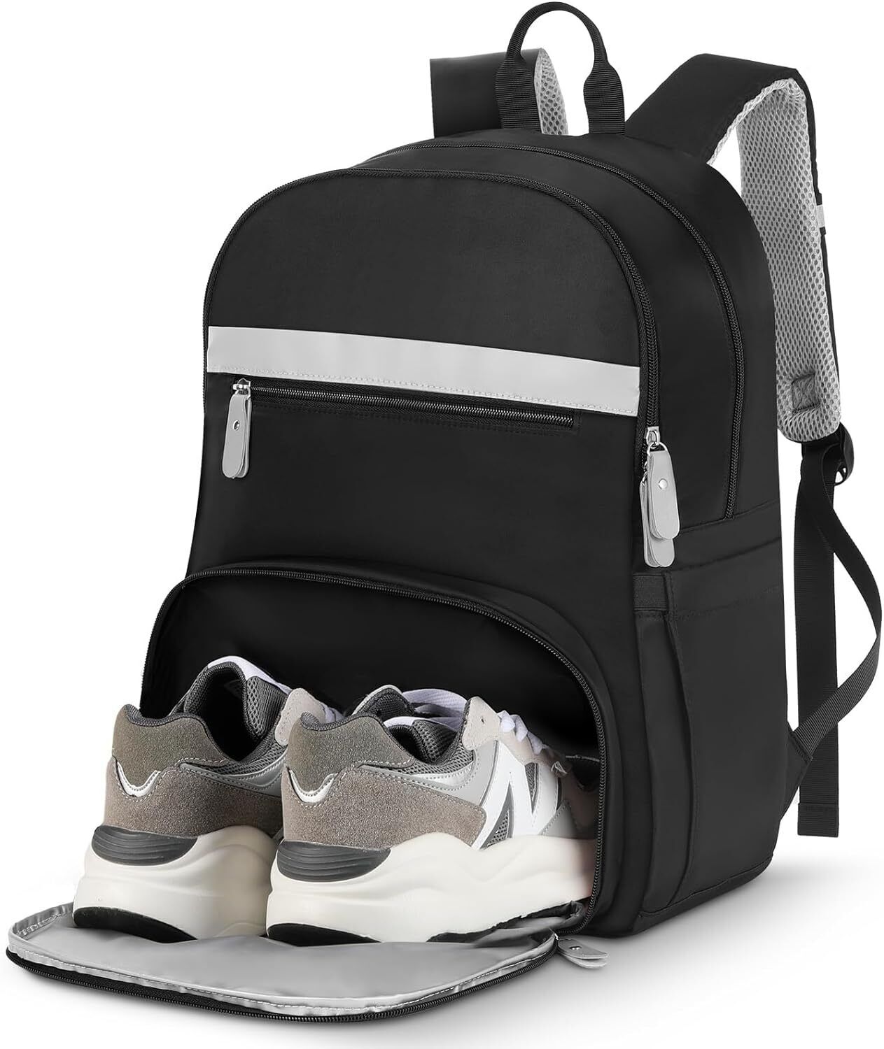 MoKo Womens Gym Backpack, Large Travel Backpack with Shoe Compartment Black 