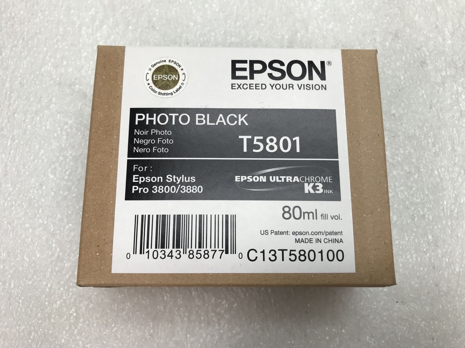 New Genuine Epson Pro T5801 3800 3880 Photo Black Ink T580100 w/ EXPIRED: 2018