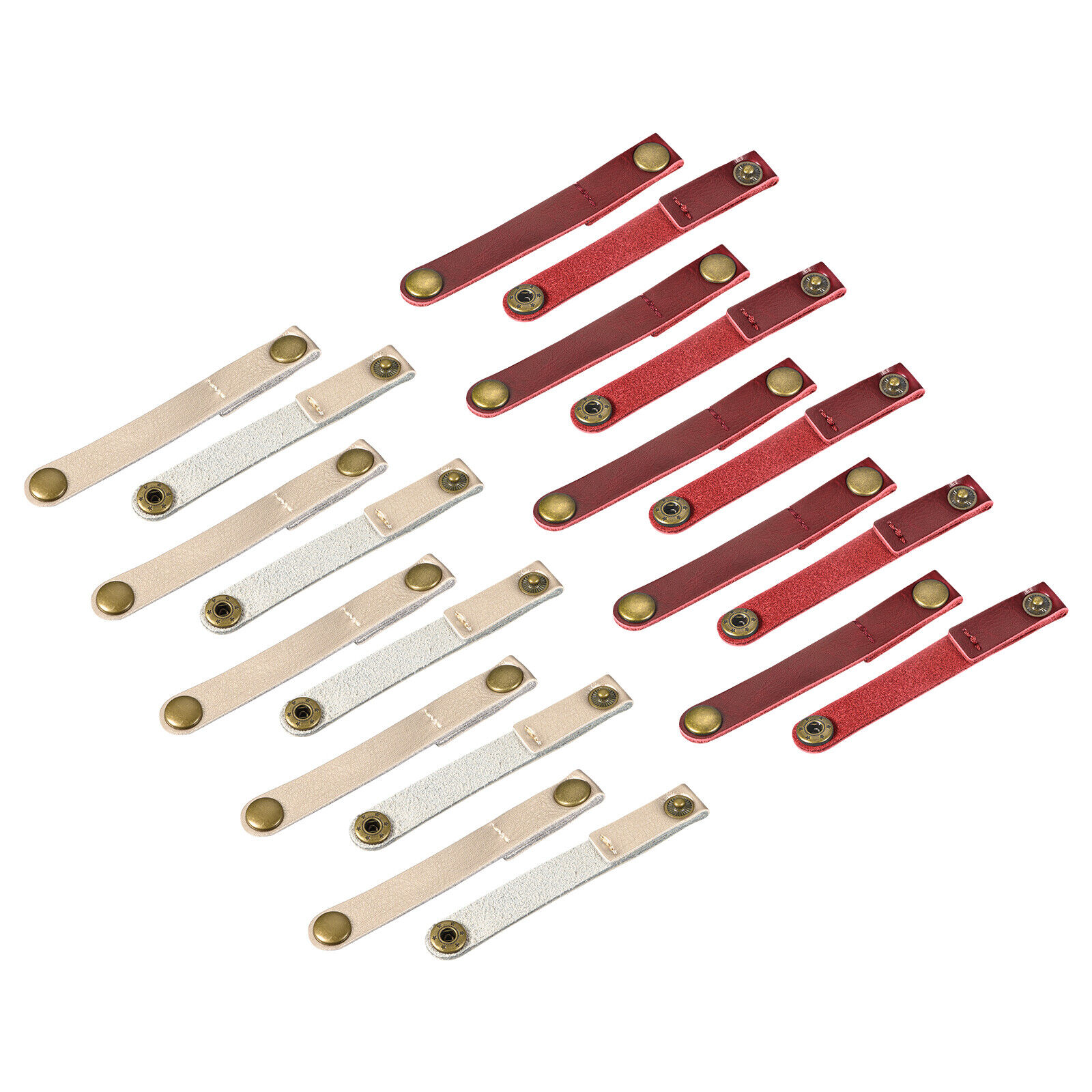 Leather Cable Straps Cable Ties, Cord Organizer, Wine Red/Golden, 20pcs