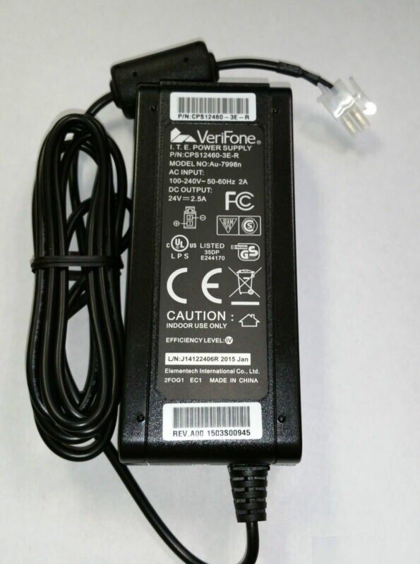 VeriFone I.T.E. Power Supply CPS12460-3E-R Model Au-7998n 100-240V~50-60Hz