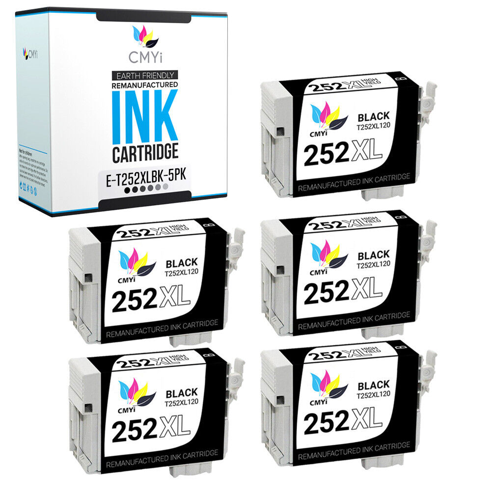 5 PK 252XL Ink Cartridges for Epson T252XL 252 XL Fits Workforce 7110 7210 7610