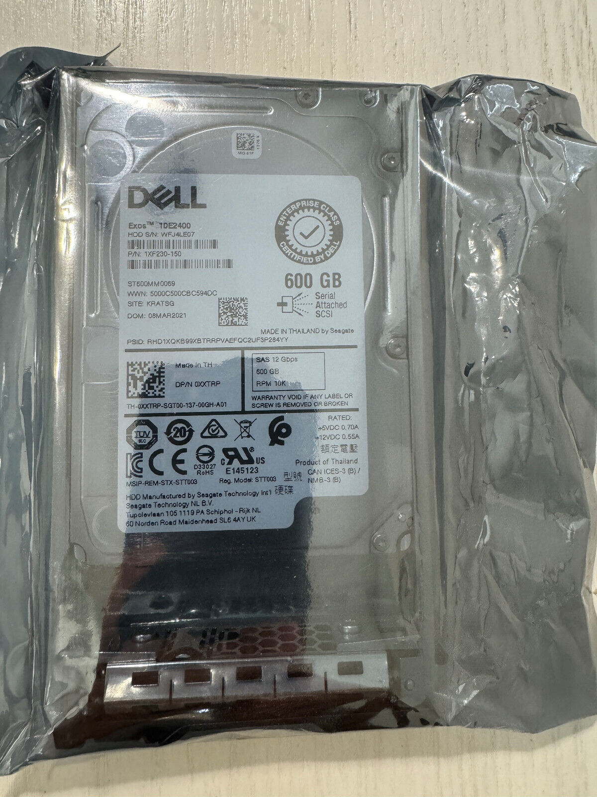 Dell 600GB 10k 12G SAS 512n 2.5in HDD ST600MM0069