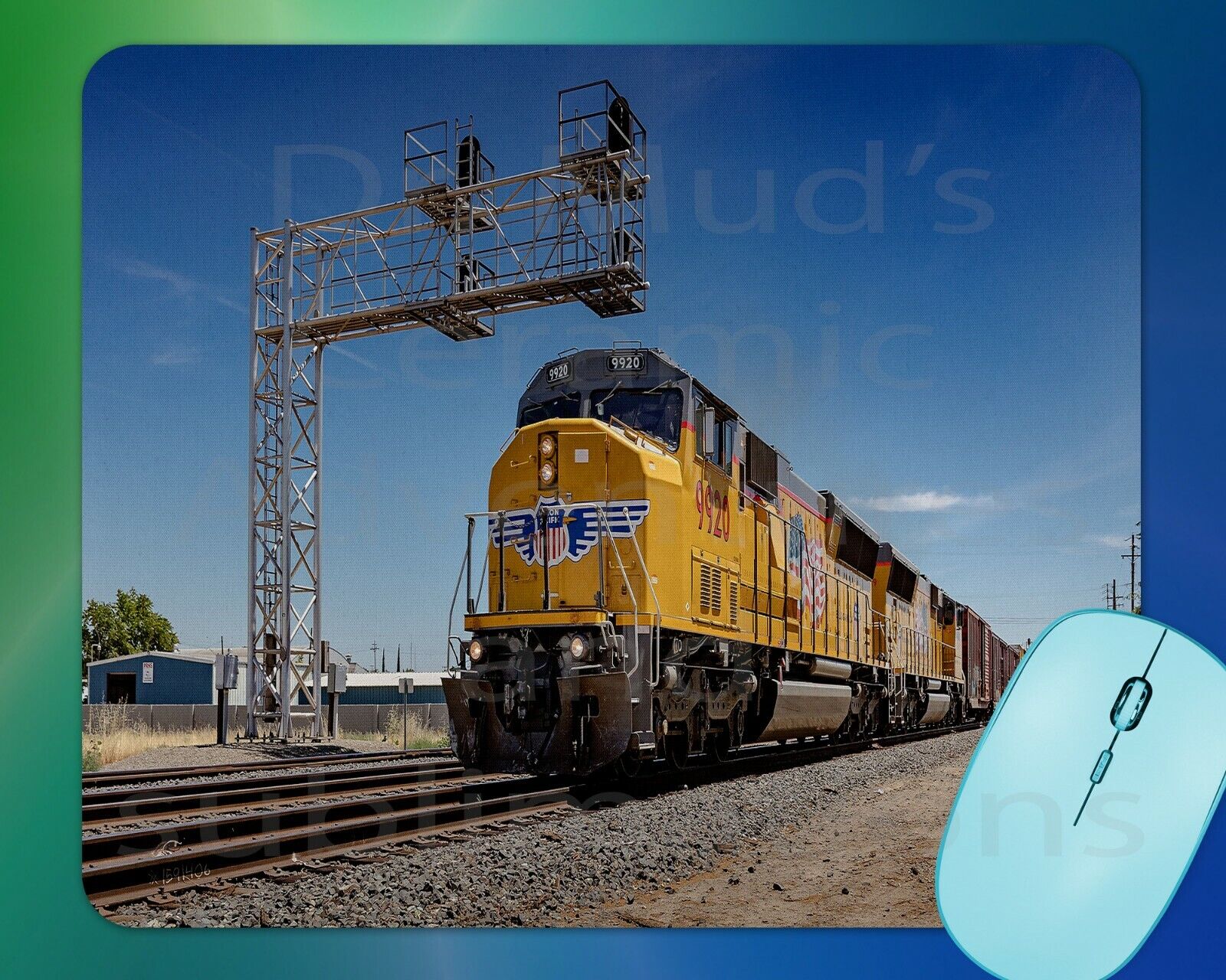 Union Pacific train railroad Engine running mouse pad