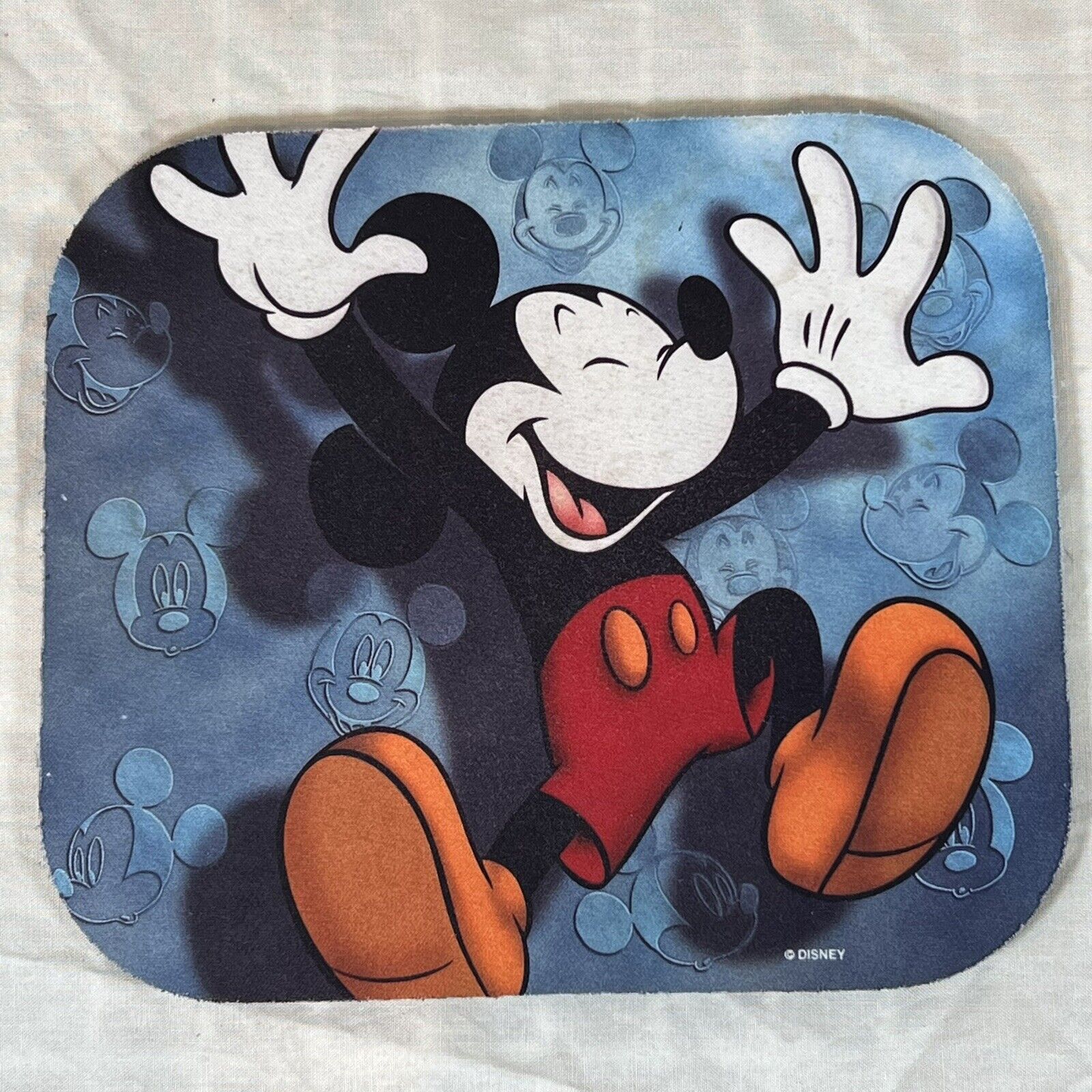 Vintage Disney Mickey Mouse Pad Mousepad Faces Jumping Rubber Unlimited 9x8”
