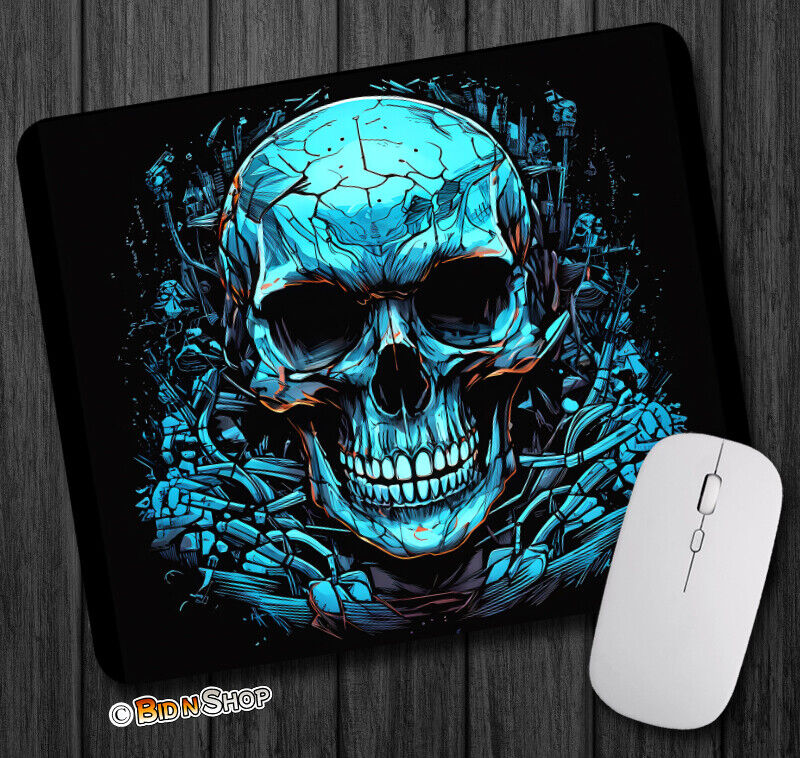 Skull n Bones ~ Mouse Pad / PC Mousepad ~ Graphic Novel Fantasy Gothic Art Gift