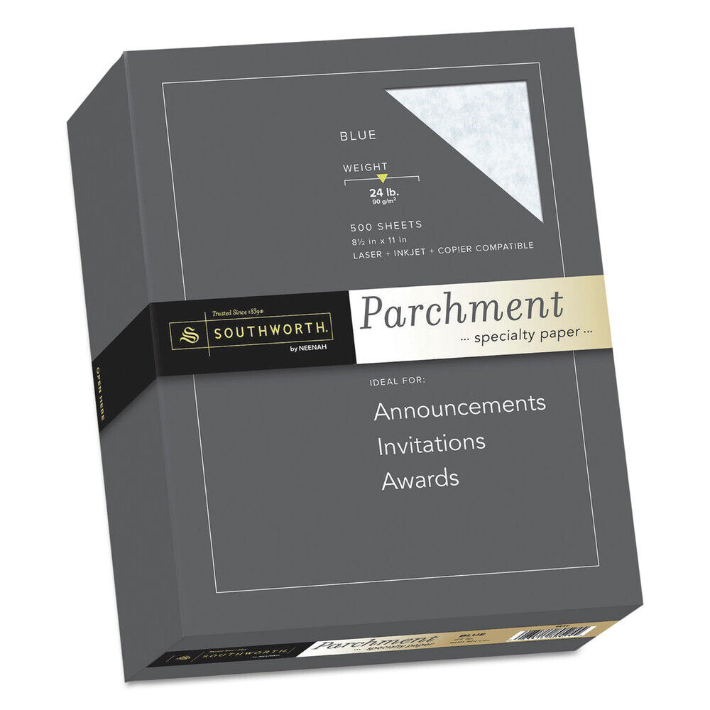 Southworth Parchment Specialty Paper, 24 Lb, 8.5 X 11, Blue, 500/ream New
