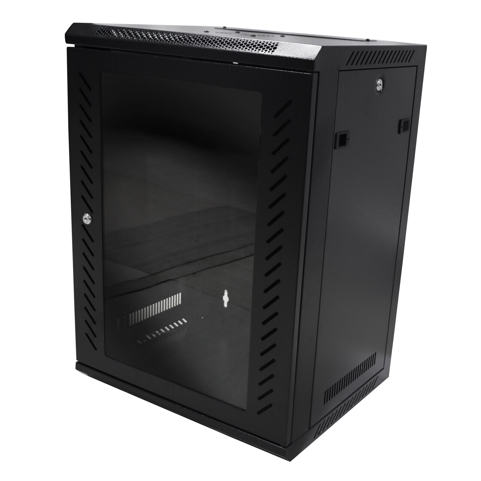15U 19in Wall Mounted Steel Network Cabinet with fan, Self-contained US3d