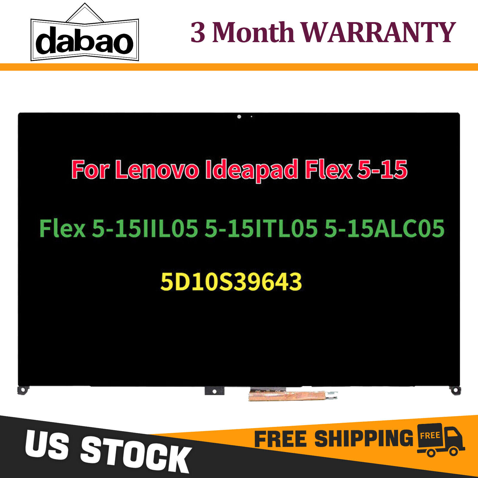 LCD Touch Screen Display Assembly For Lenovo Ideapad Flex 5 15IIL05 5D10S39643