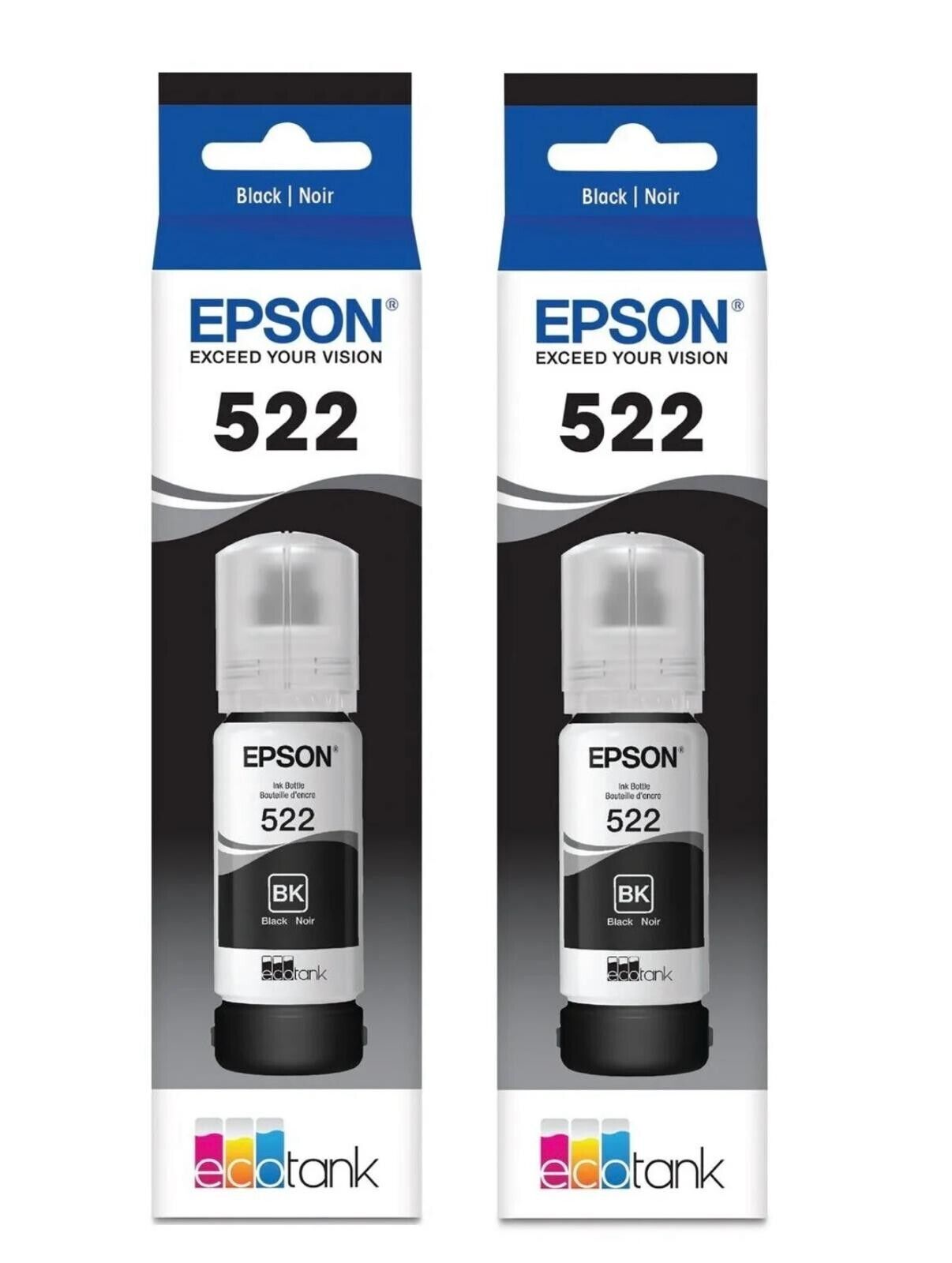 Epson 522 EcoTank Genuine Ink Ultra-high Capacity Black Bottle Twin size 65ml x2