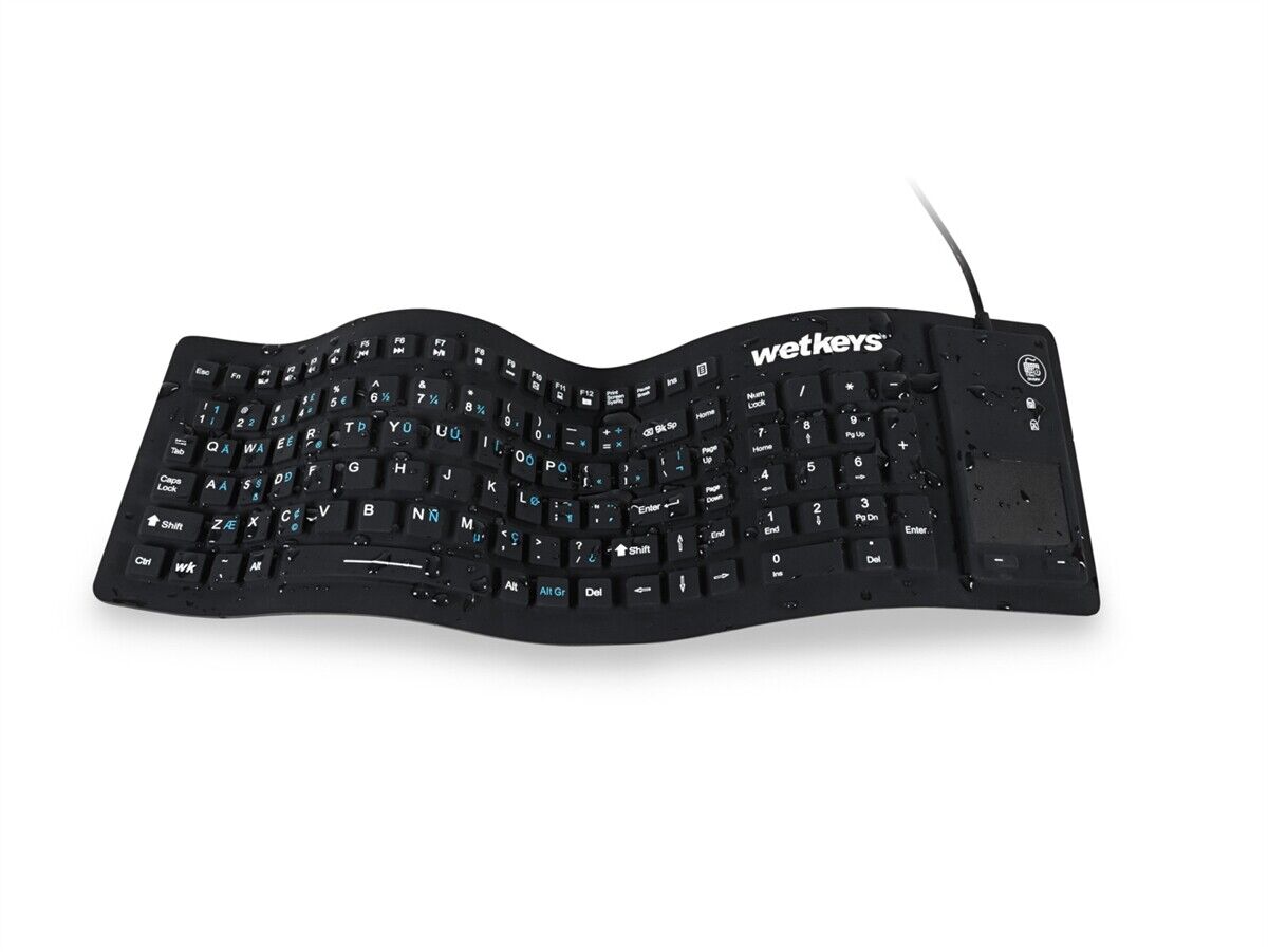 Waterproof Keyboard WetKeys Full Size Flexible Silicone On Off Buttons Washable 