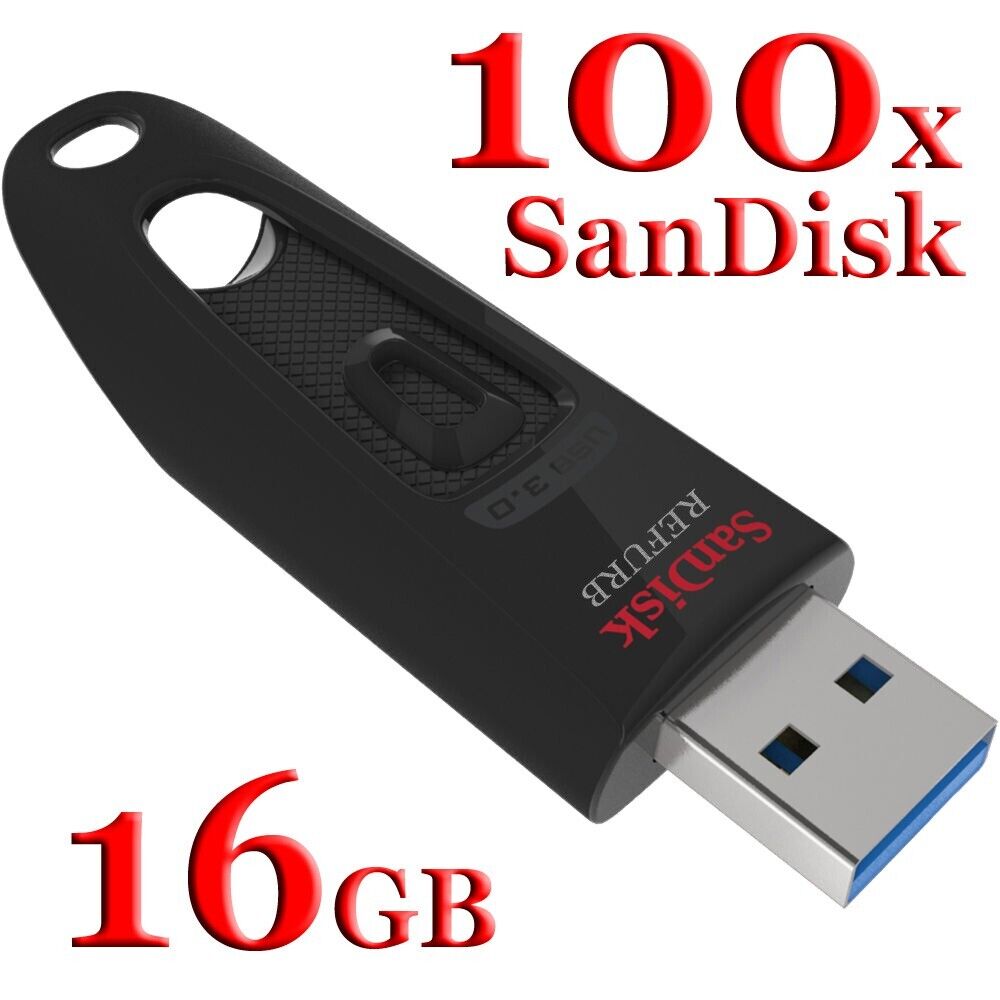 Lot 100x SanDisk Cruzer ULTRA 16GB USB 3.0 flash thumb drive SDCZ48-016G 16 GB