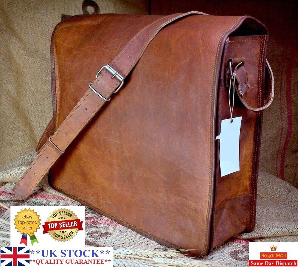 Bag Leather Vintage Men Messenger Shoulder Satchel School S Briefcase Laptop New