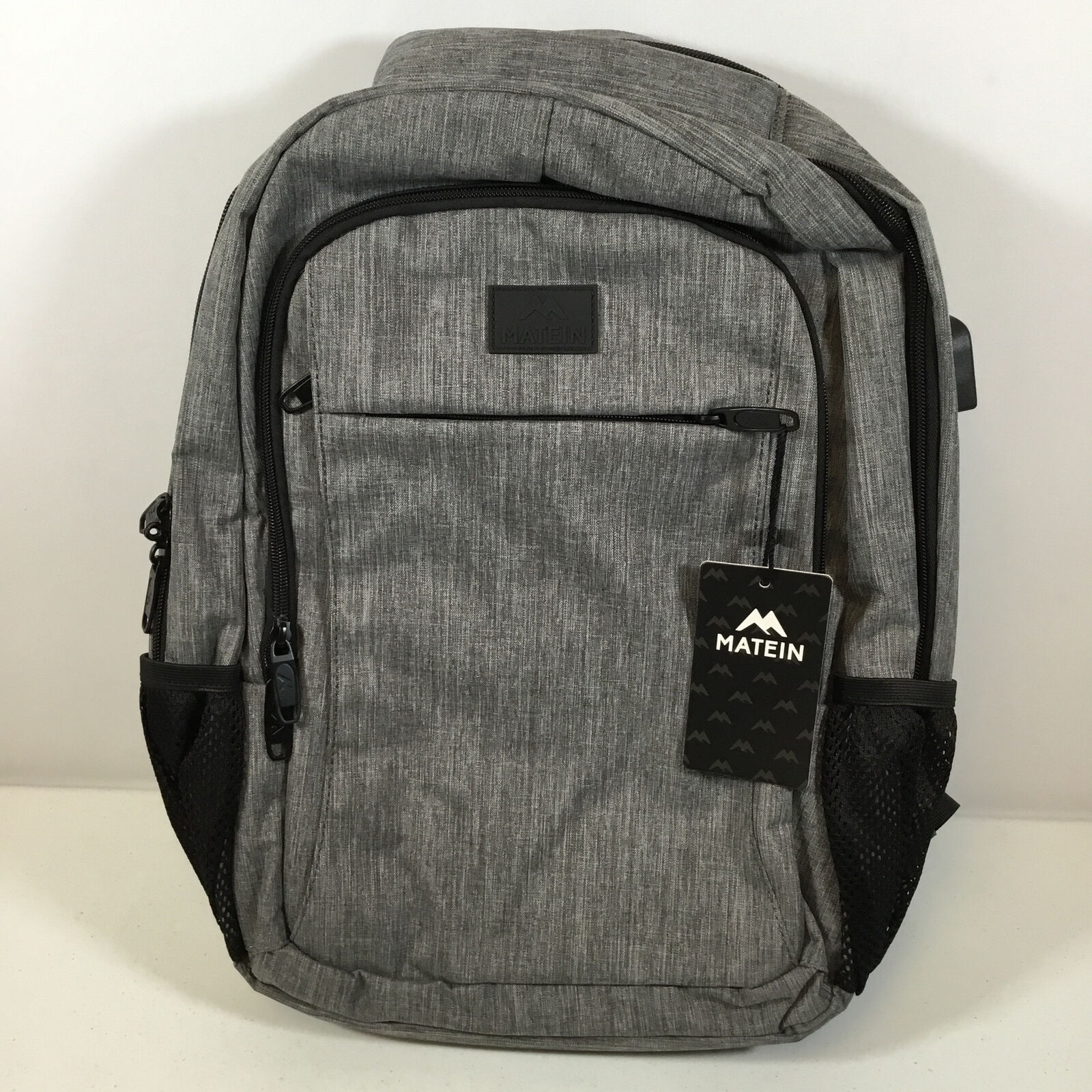 Matein Grey Anti Theft Slim Durable Water Resistant Travel Laptop Backpack