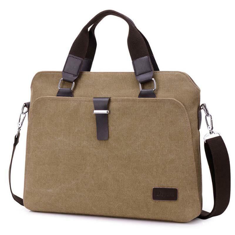 Canvas Handbag Men Briefcase 14 inch Laptop Bag Shoulder Bag Messenger Bag