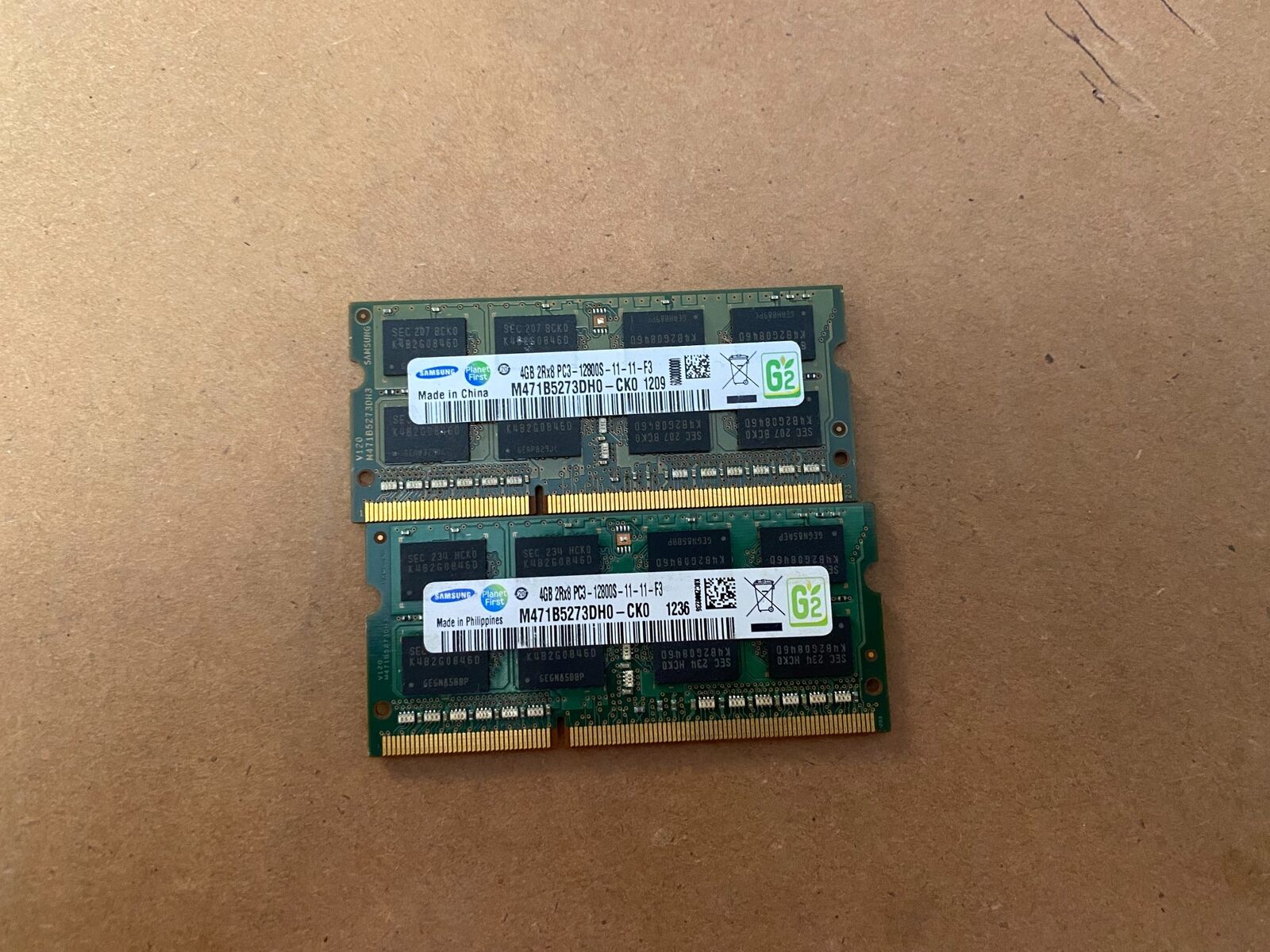 LOT OF 2 SAMSUNG 4GB 2RX8 PC3-12800S LAPTOP RAM MEMORY M471B5273DH0-CK0 W7-1(16)