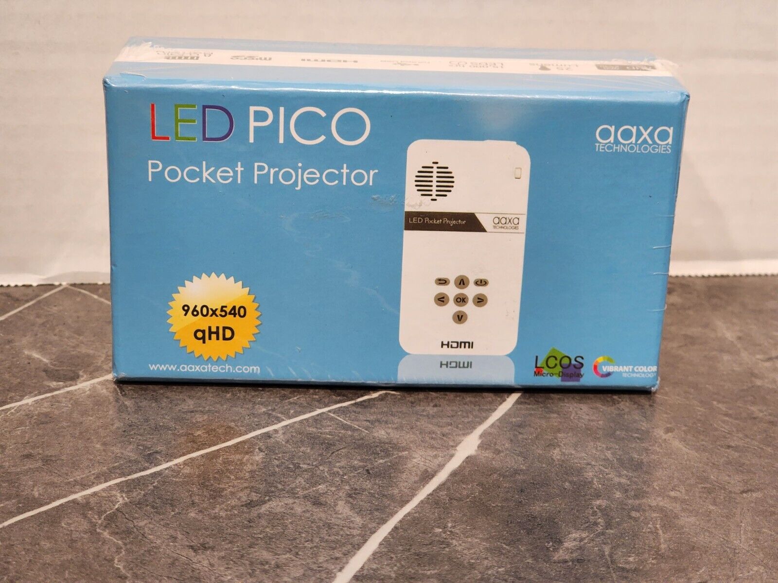 Aaxa LED PICO Pocket Movie Projector Mini Portable 720p White