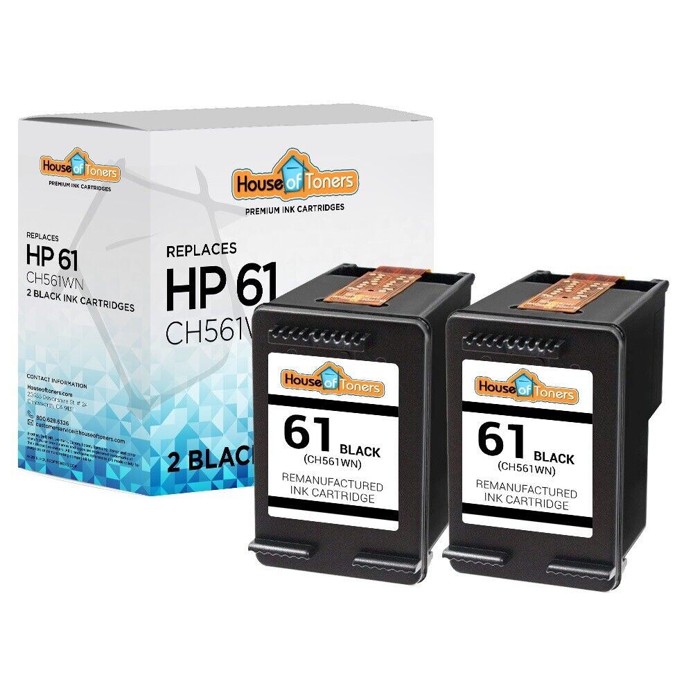 2PK Replacement for HP 61 Ink Cartridge 2-Black Deskjet 3000 3050 3054 Series
