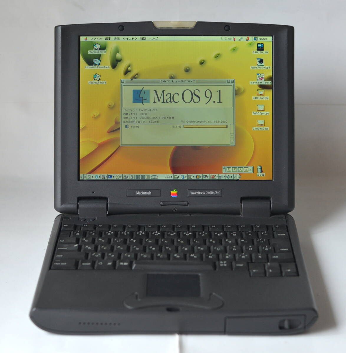 Apple Macintosh PowerBook  2400c 240MHz/80MB/10GB Color Black Used Beautiful