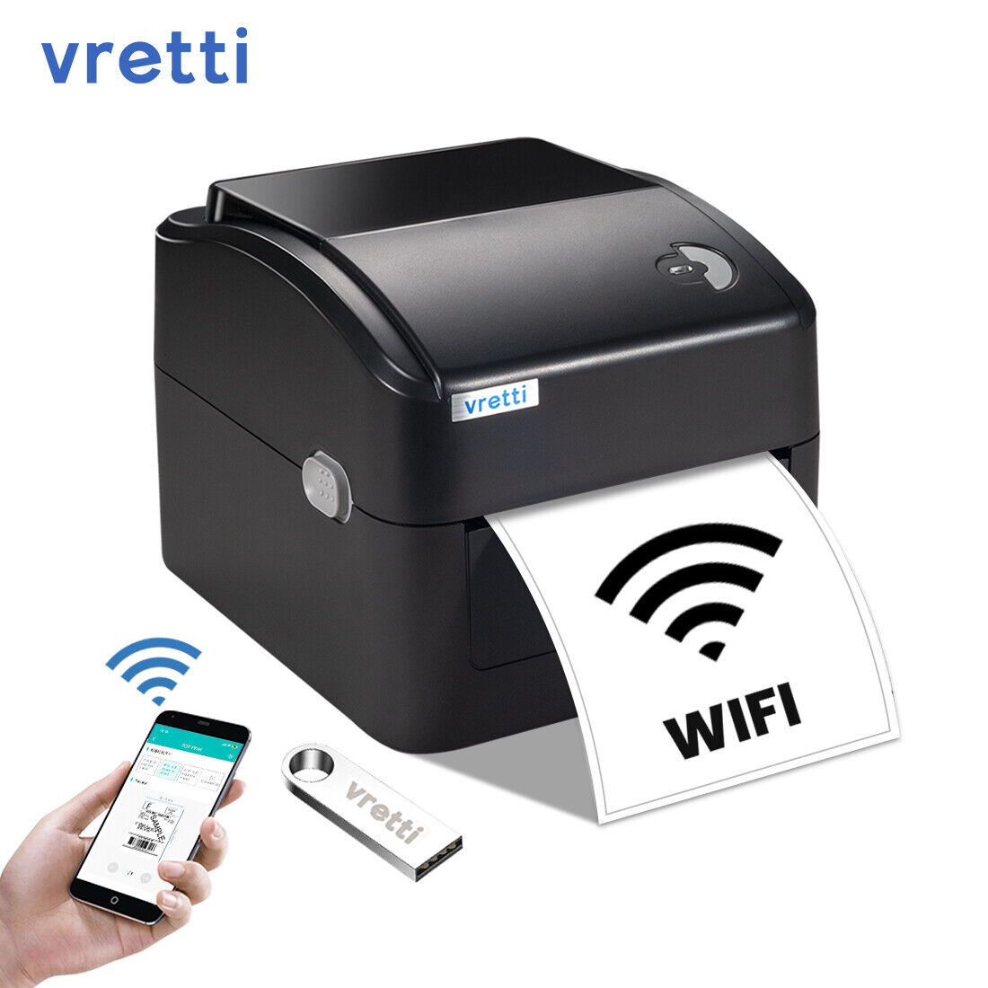VRETTI Thermal Label Printer 4x6 Wireless Wifi For UPS,USPS,Etsy,eBay
