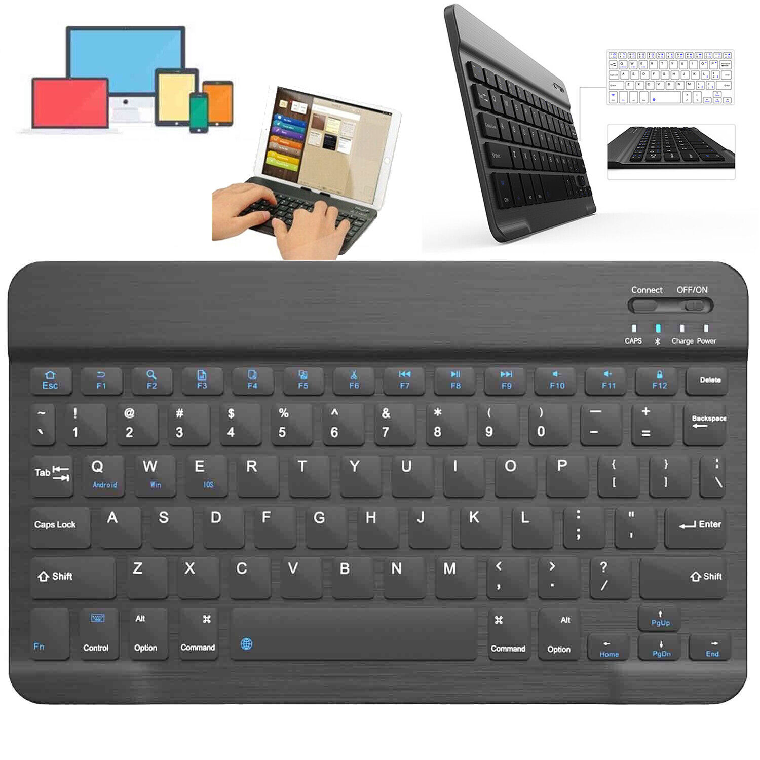 Wireless Bluetooth Keyboard For Windows PC Mac iOS iPhone Phone Tablet Universal