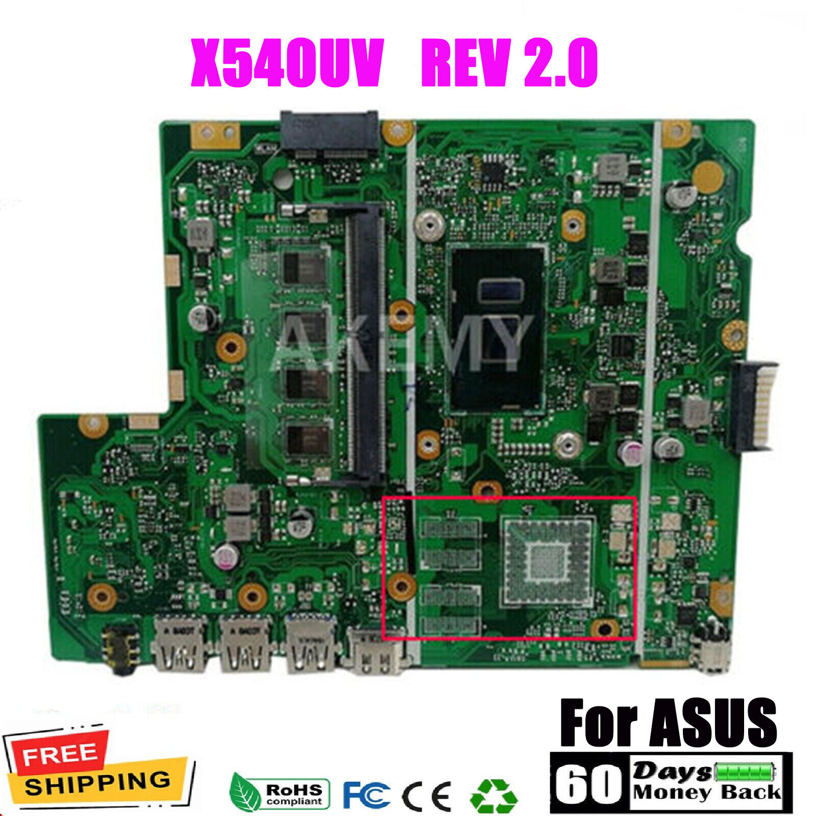 X540UV REV2.0 Motherboard For Asus X540UB X540UA X540UAR MainBoard 4405U 4GB RAM