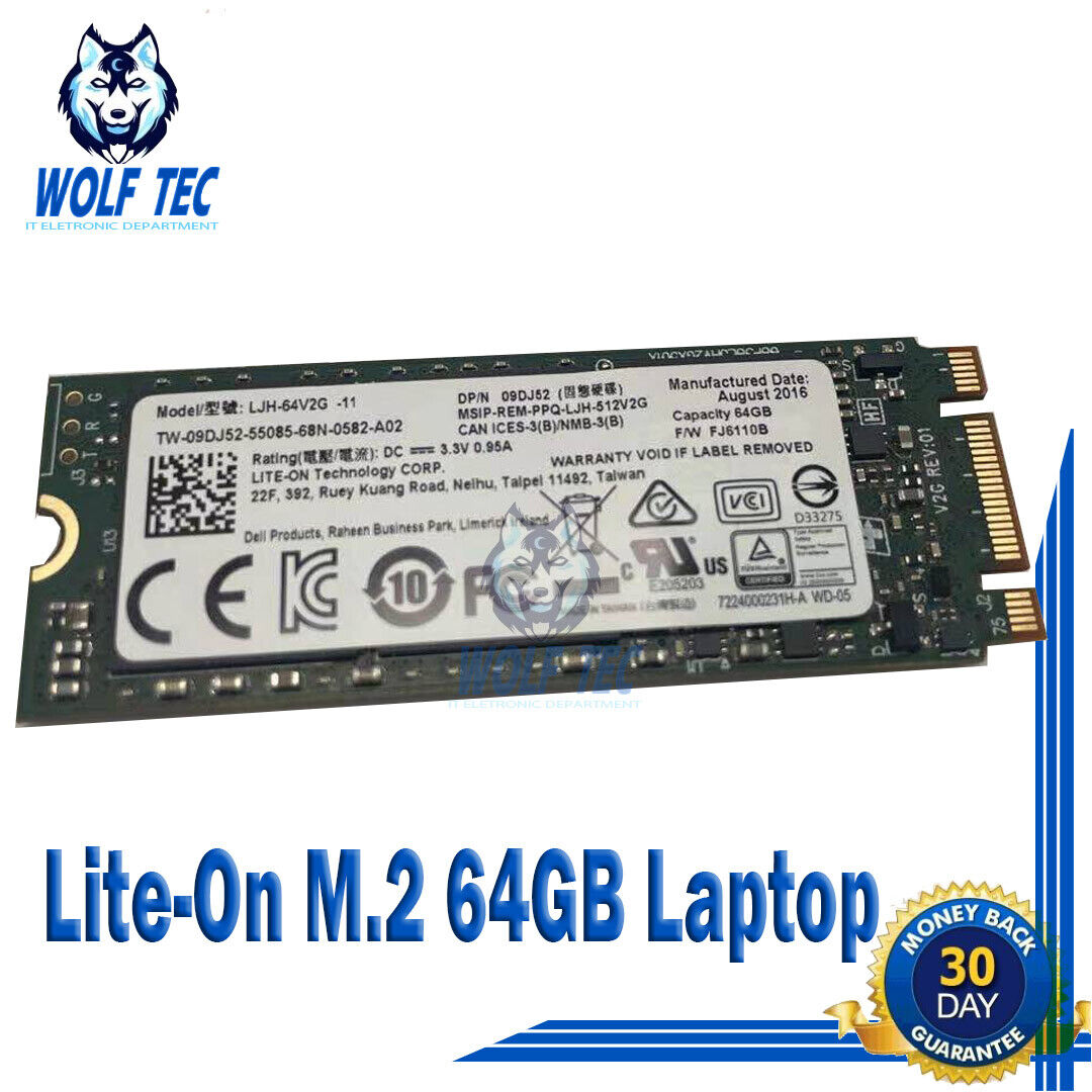 NEW LJH-64V2G Lite-On M.2 64GB Laptop Solid State Drive Card 9DJ52 2260 SSD