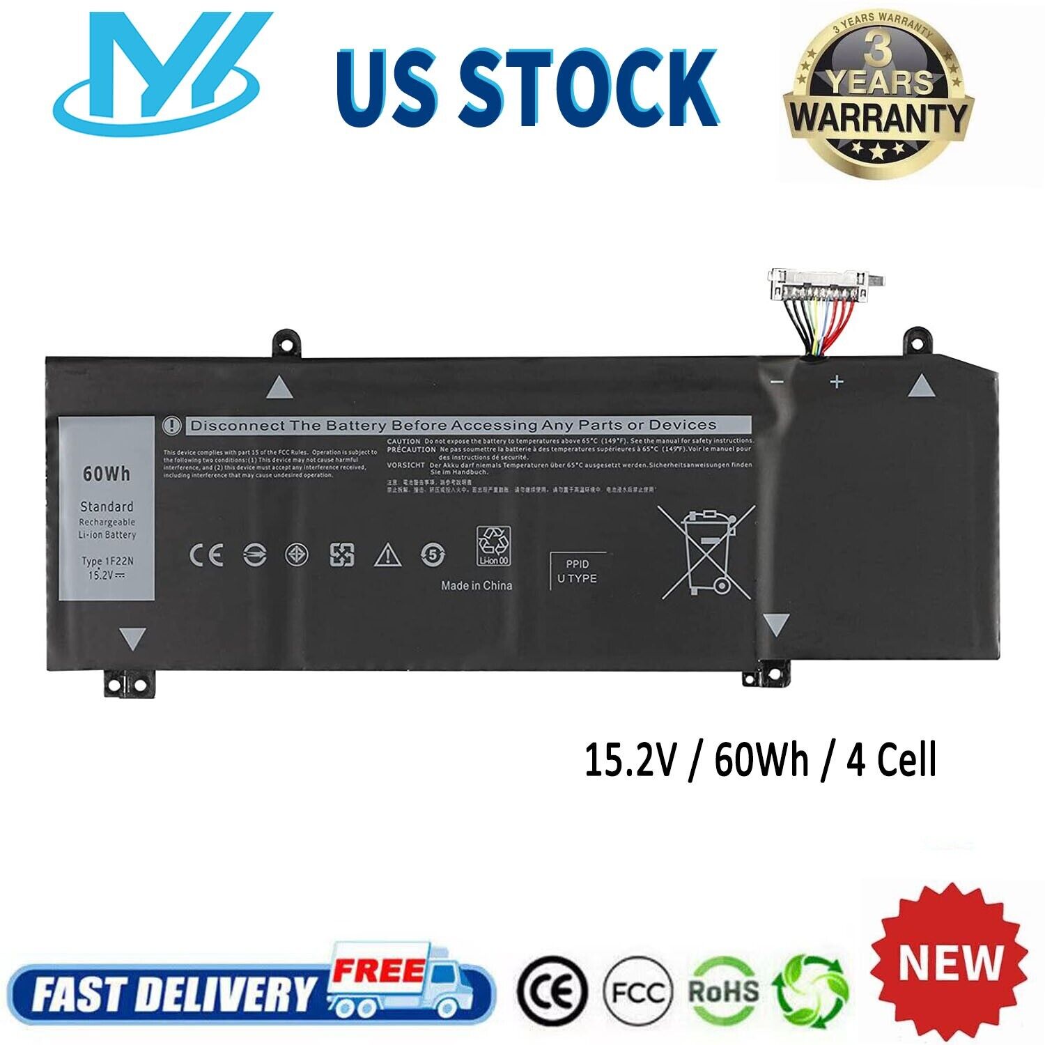 ✅1F22N Battery For Dell Alienware M15 M17 R1 G5 5590 7590 7790 G7 Series HYWXJ