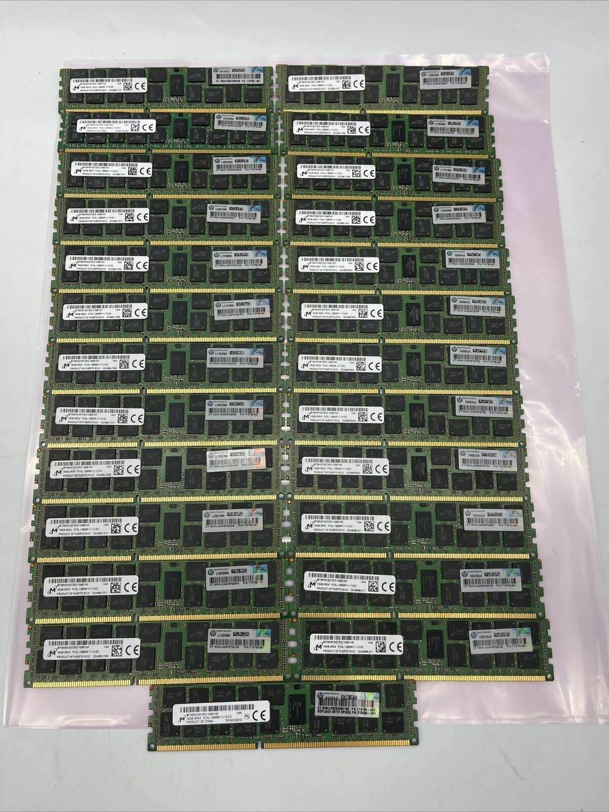 25x MICRON 16GB 2Rx4 PC3L-10600R-9-13-E2 MT36KSF2G72PZ-1G4E1 Server Memory