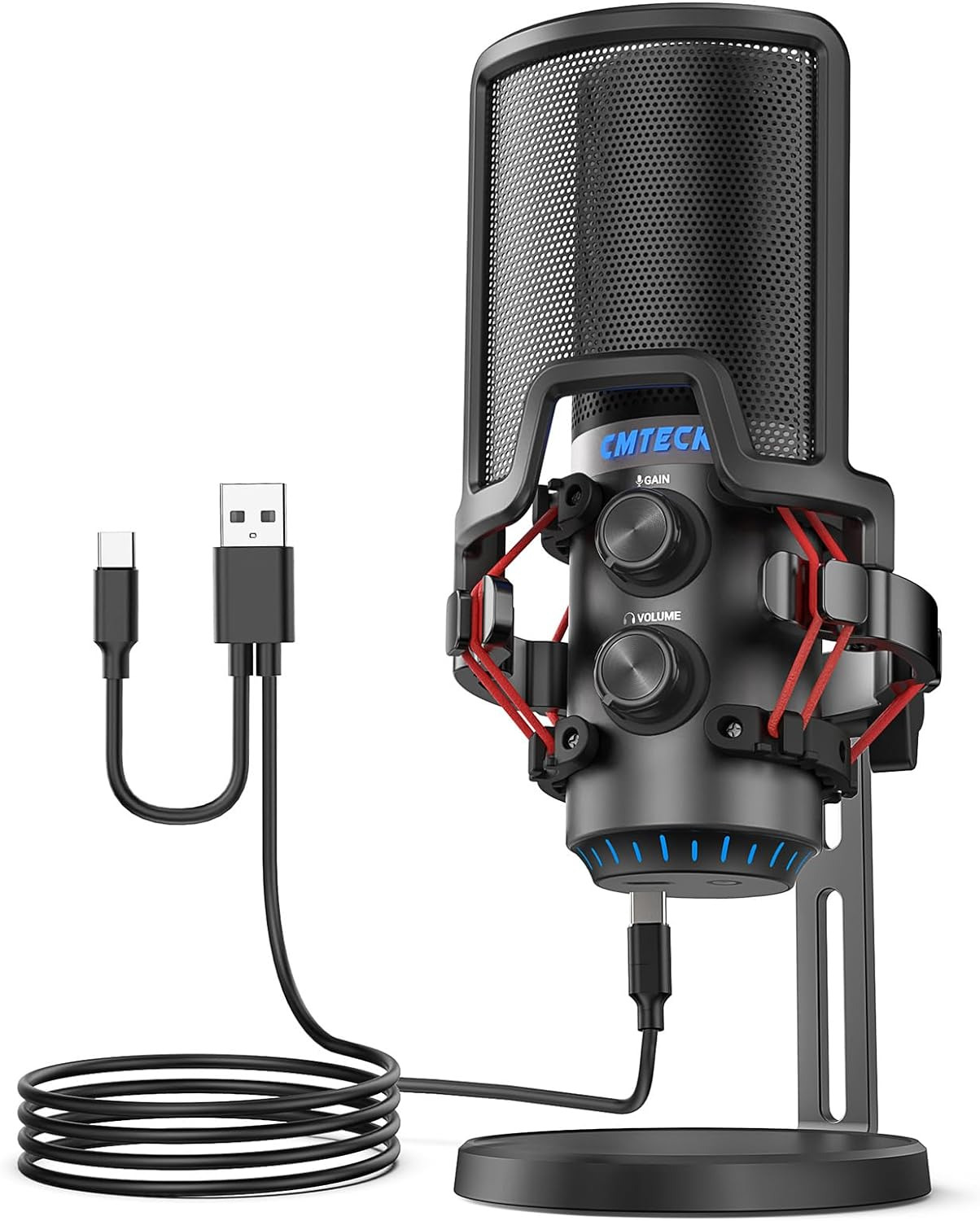 Professional USB Microphone with Pop Filter for Podcast, Streaming, Recording