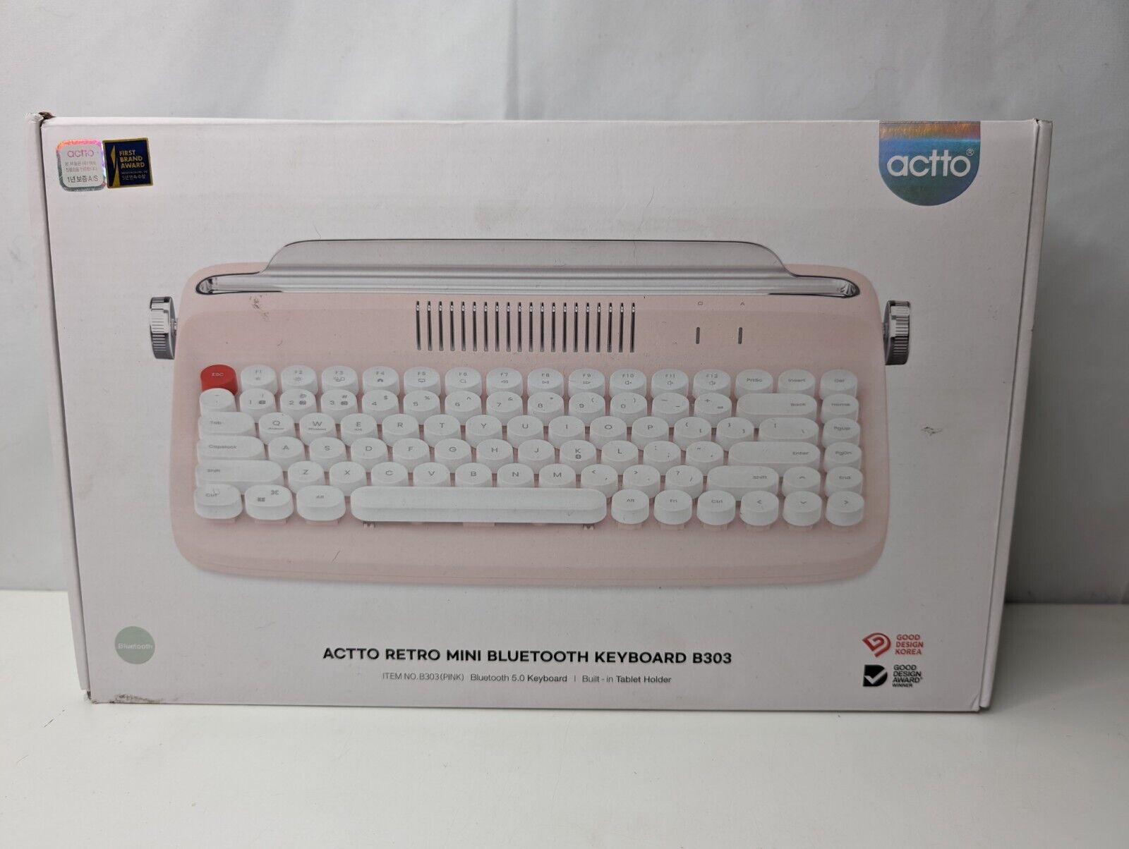 Actto Retro Mini Bluetooth Keyboard B303 - Pink - Components Sealed Open Box