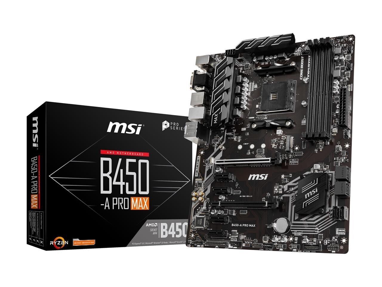(Factory Refurbished) MSI PRO B450-A PRO MAX AM4  HDMI VGA ATX AMD Motherboard