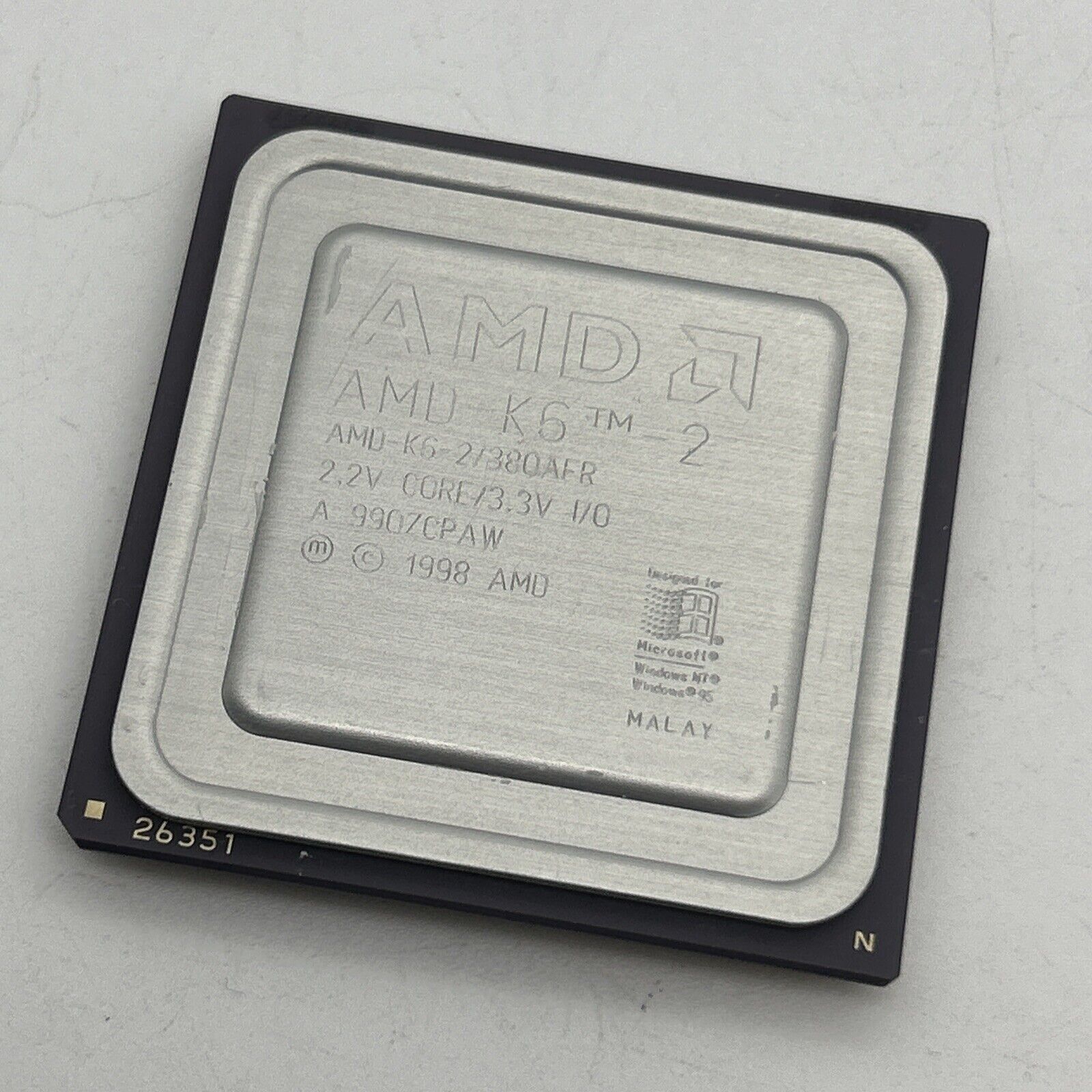 AMD K6-2 380AFR AFQ 380MHz 2.2v core 3.3V Socket 7 CPU 1998 Vintage K6-II AFR