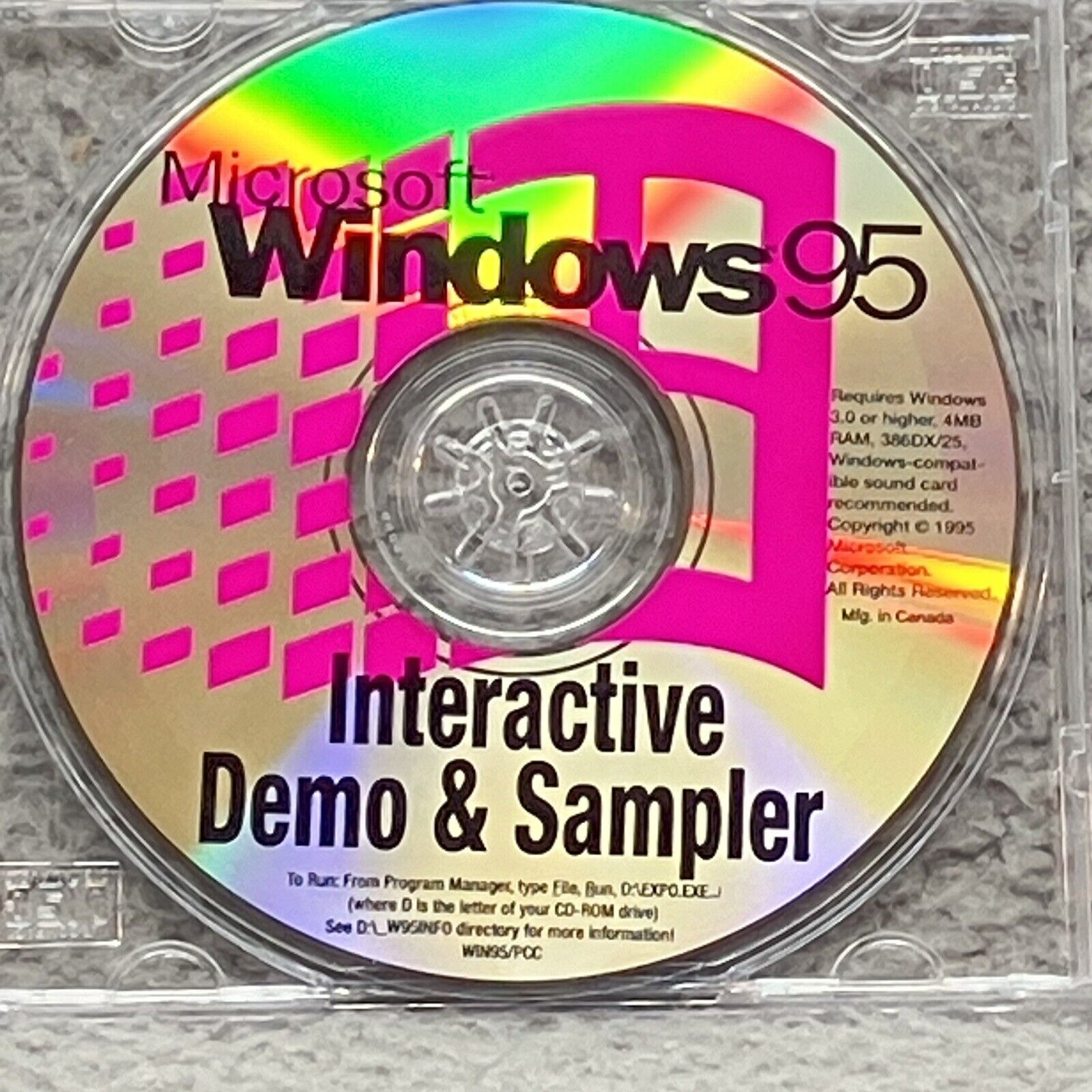 Microsoft Windows 95 Interactive Demo & Sampler, Disc Only, Vintage Rare