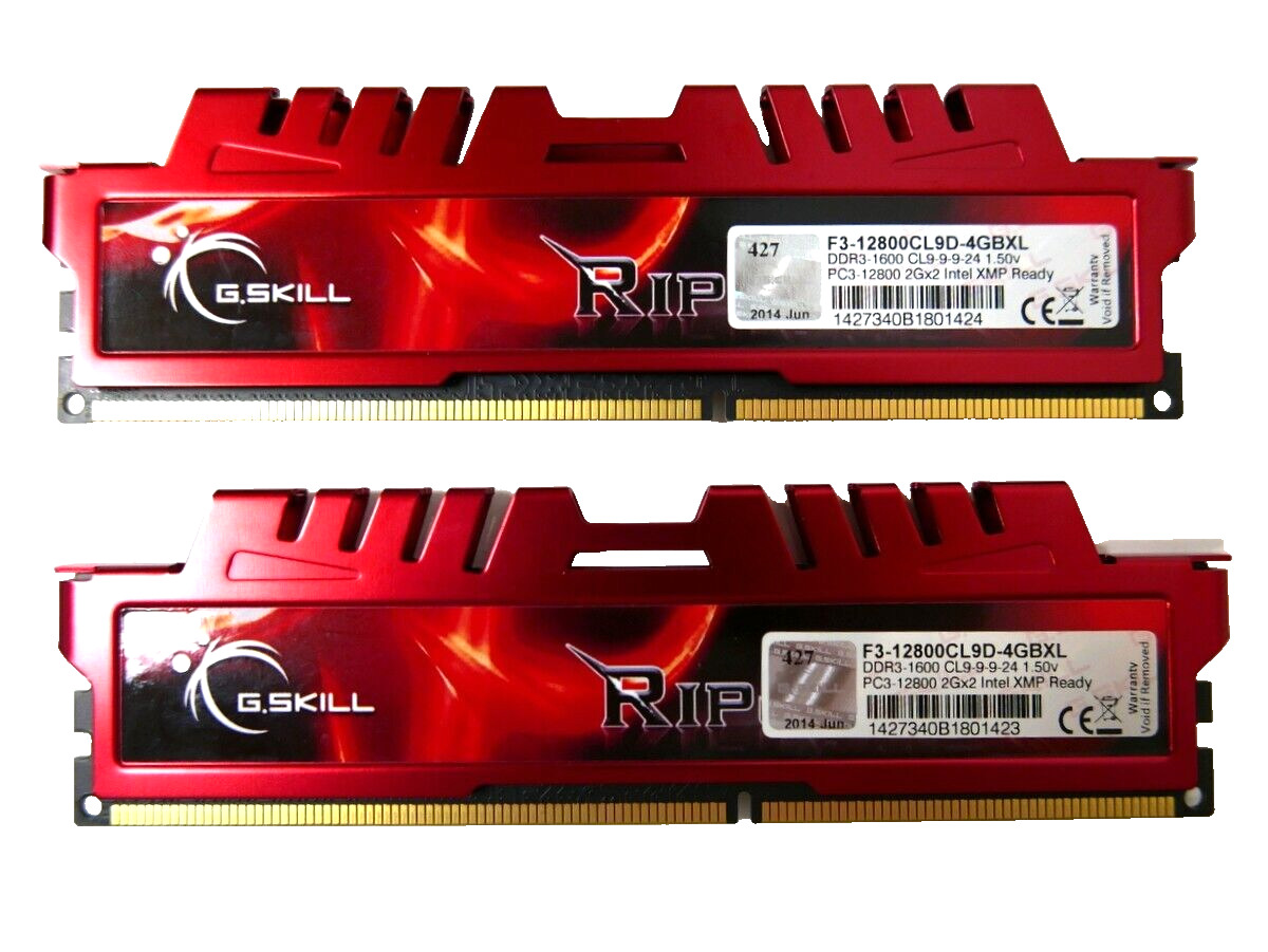 G.SKILL Ripjaws X 8GB (2x4GB) 240-Pin DDR3 1600 MHz PC3 12800 F3-12800CL9D-4GBXL