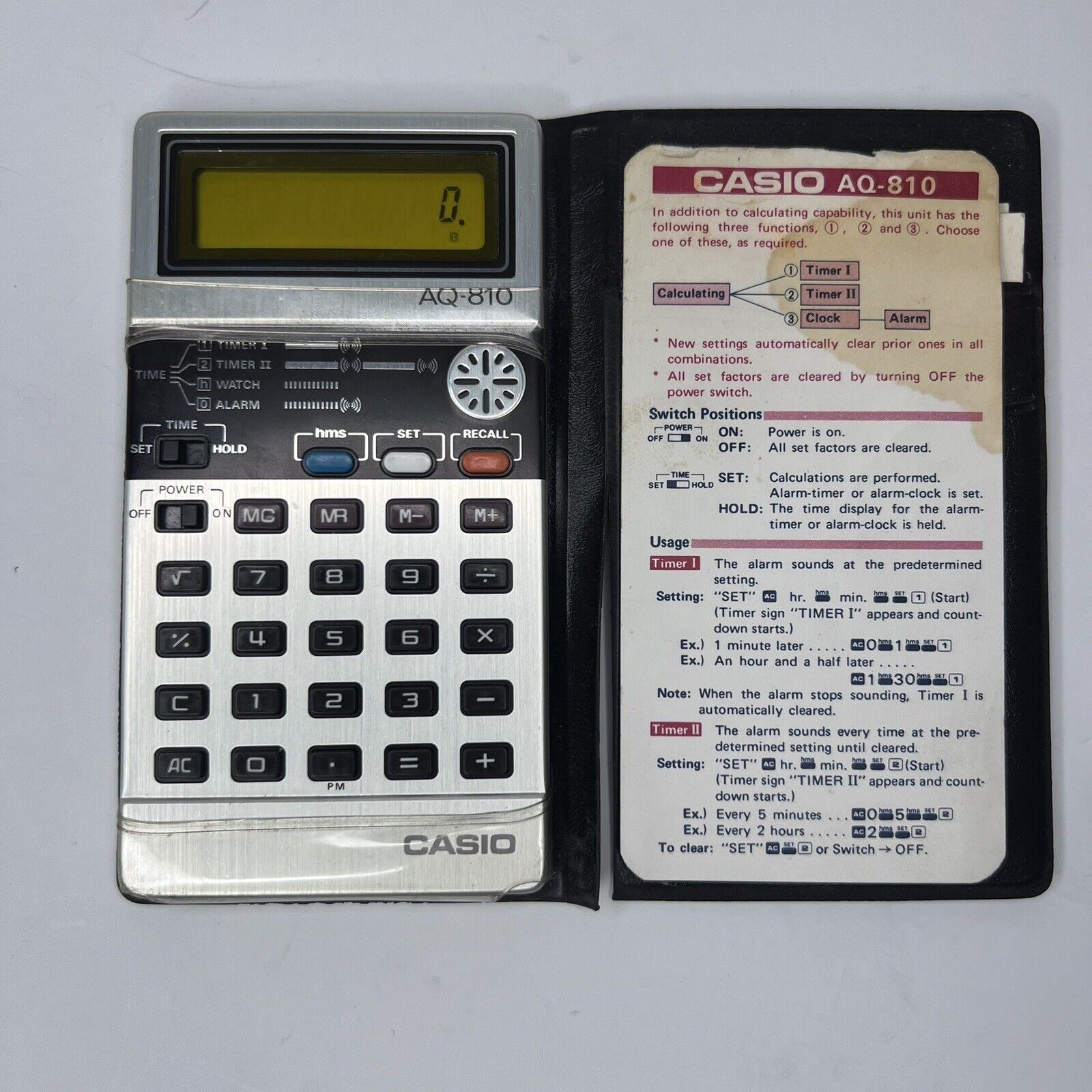 Casio Alarm Computer AQ-810 Vintage - Calculator - LOUD TIMER - Tested