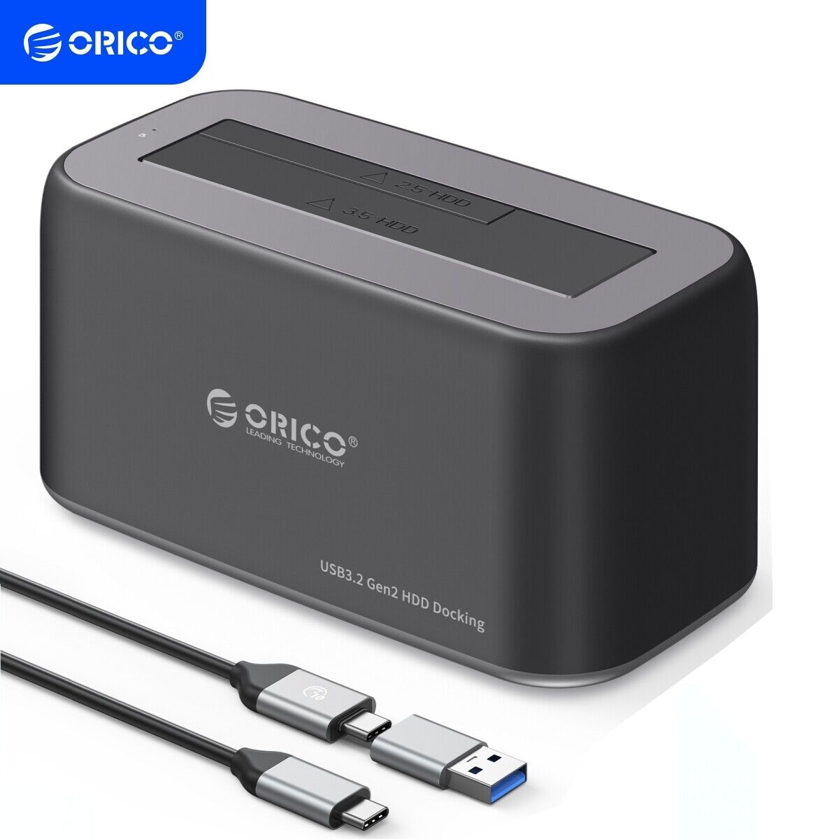 ORICO 2.5/3.5'' Hard Drive Docking Station SATA to Type-C Gen2 RGB HDD Enclosure