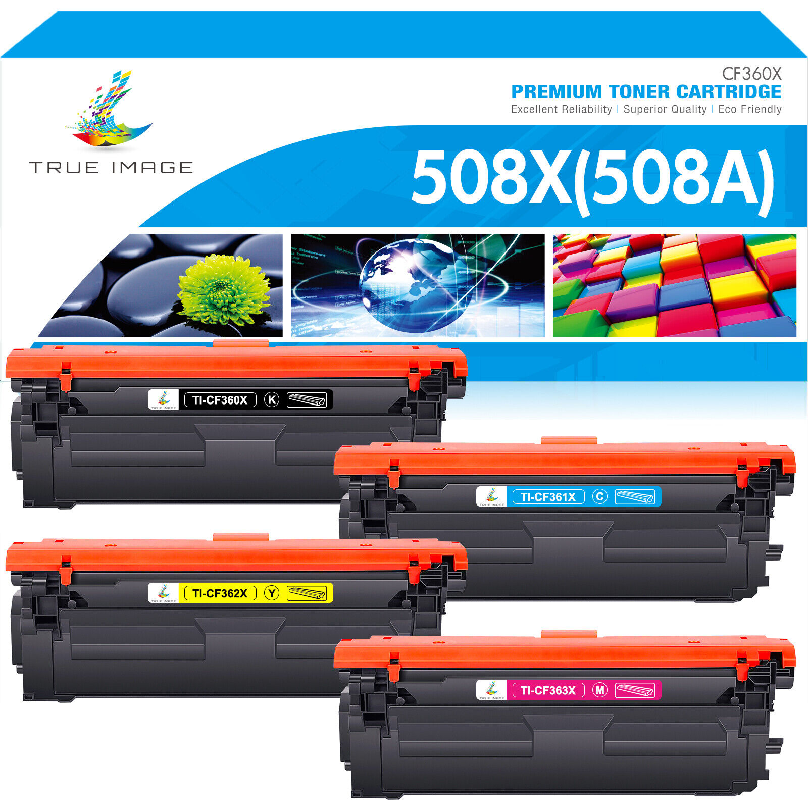 4PK Toner Cartridge compatible for HP 508X CF360X LaserJet M552dn M553dn M553n