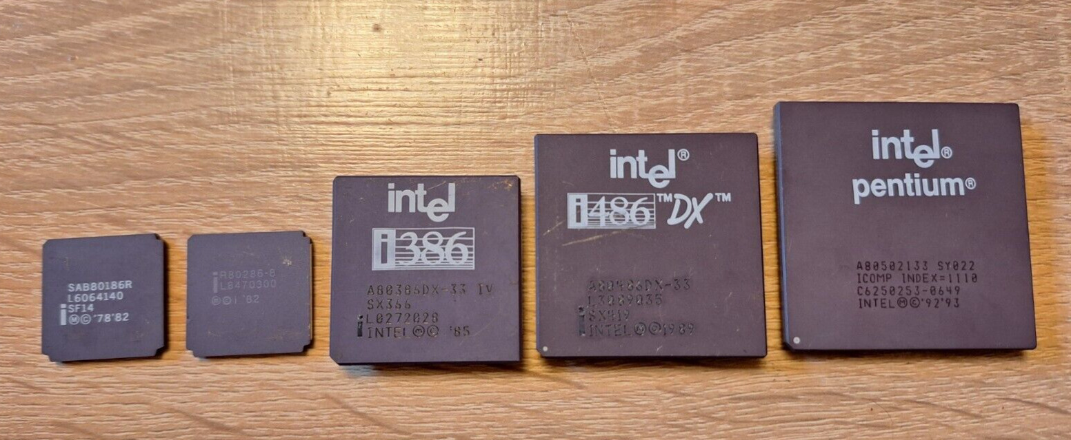 CPU collection 186 286 386 486 Pentium Intel Siemens vintage CPU GOLD QTY: 5