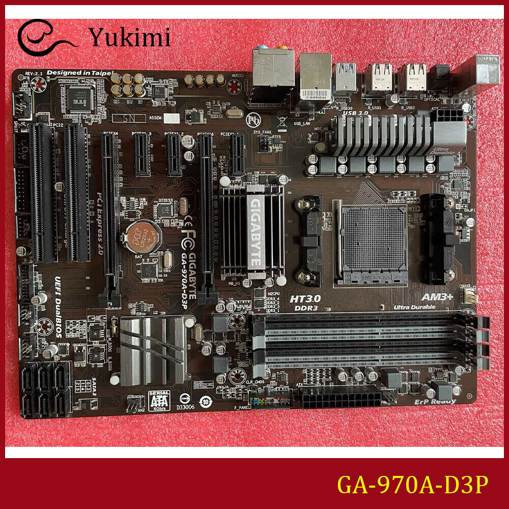 FOR GIGABYTE GA-970A-D3P AMD AM3 DDR3 32GB ATX Motherboard Test OK