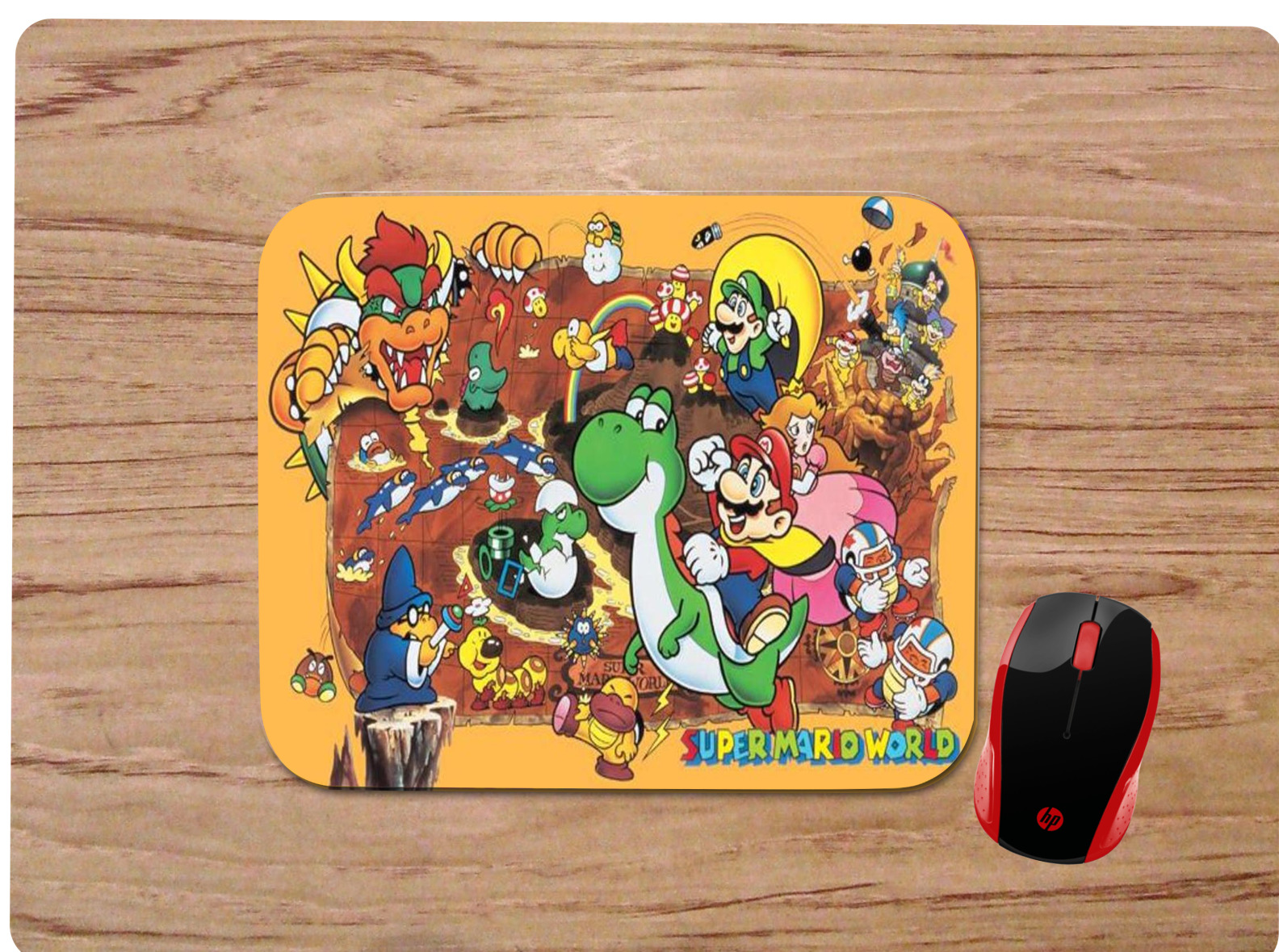 SUPER MARIO WORLD CHARACTER COLLAGE ART CUSTOM MOUSE PAD DESK MAT PC GAMING GIFT